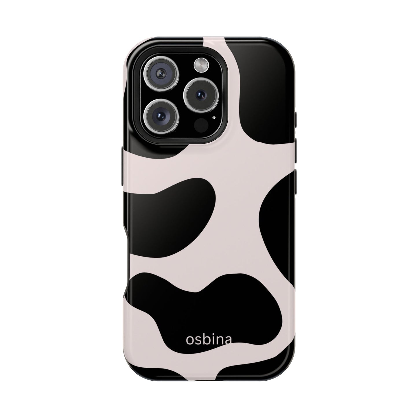 osbina | MagSafe compatible for iPhone | Prairie Chic Pink & Black Cow Print Phone Case | Modern Muse Collection