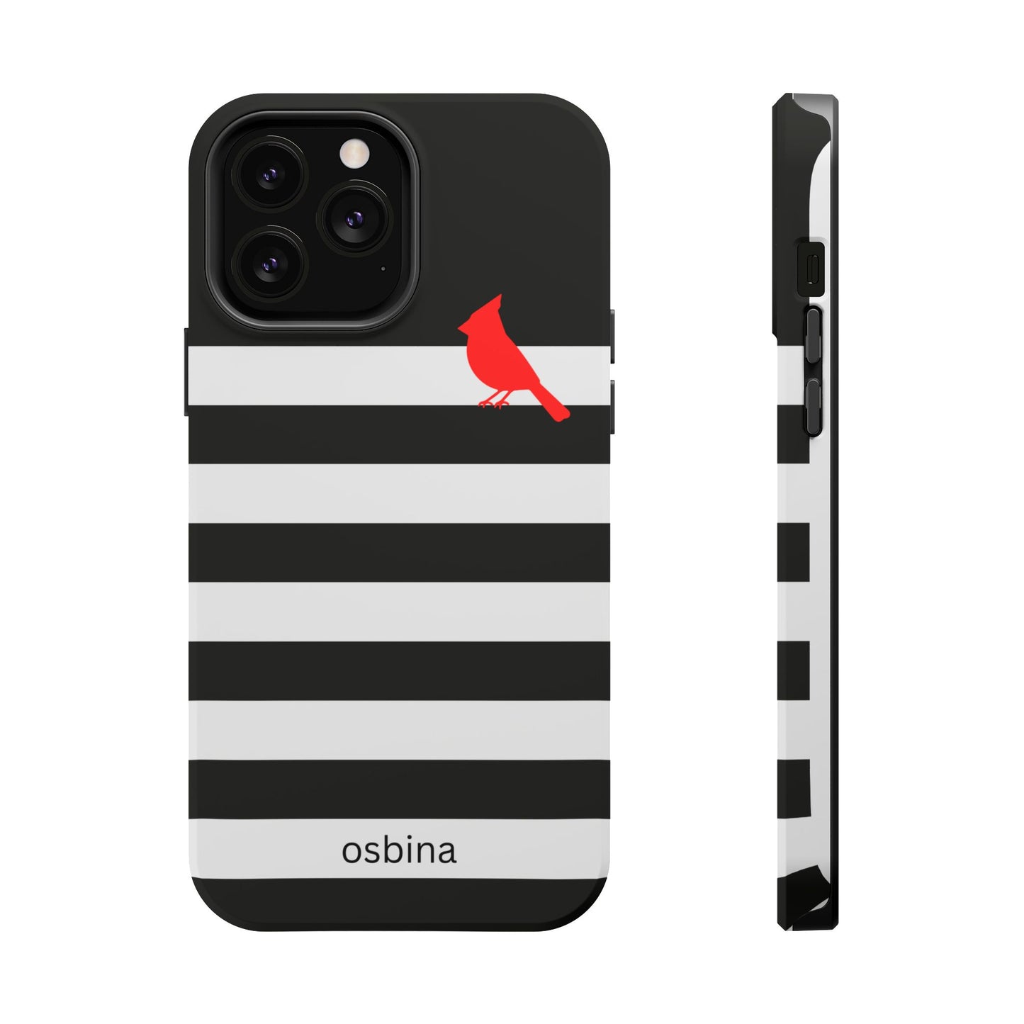 osbina | MagSafe compatible for iPhone | Redbird Edition Thinking of You Phone Case Black & White Stripe | Inspired By Collection