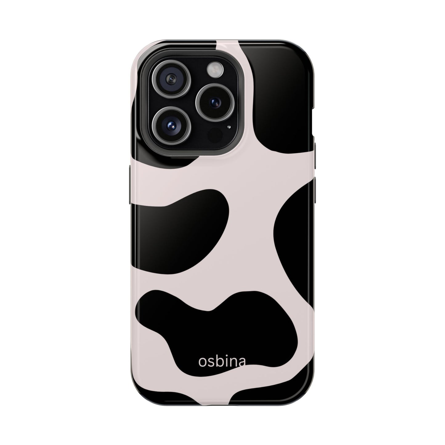 osbina | MagSafe compatible for iPhone | Prairie Chic Pink & Black Cow Print Phone Case | Modern Muse Collection