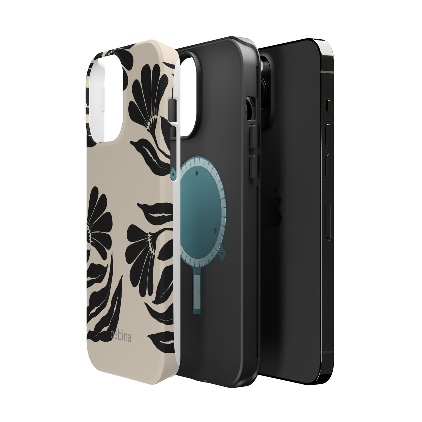 osbina | MagSafe compatible for iPhone | Obsidian Bloom Flower Phone Case | Modern Muse Collection