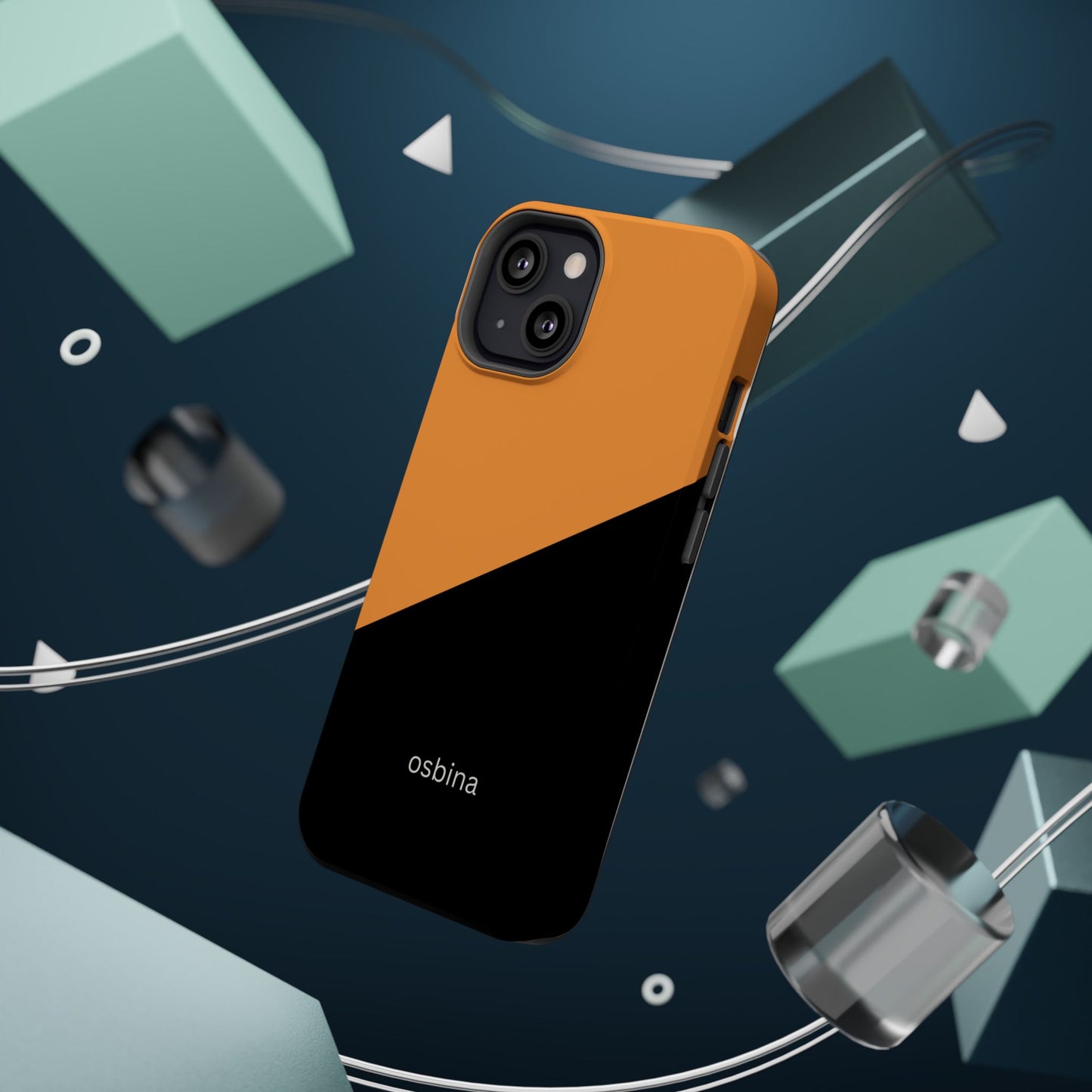 osbina | MagSafe Compatible for iPhone | Bold Moves Only — The Orange + Black Split Diagonal Case | The Season Collective