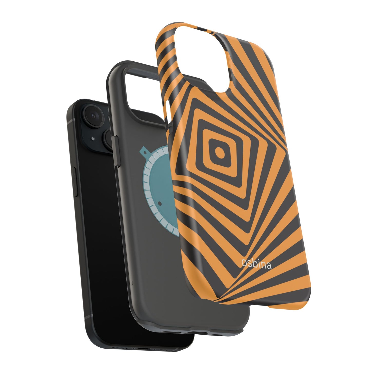 osbina | MagSafe Compatible for iPhone | Step Into the Zone — The Orange + Black Spiral Case | The Season Collective