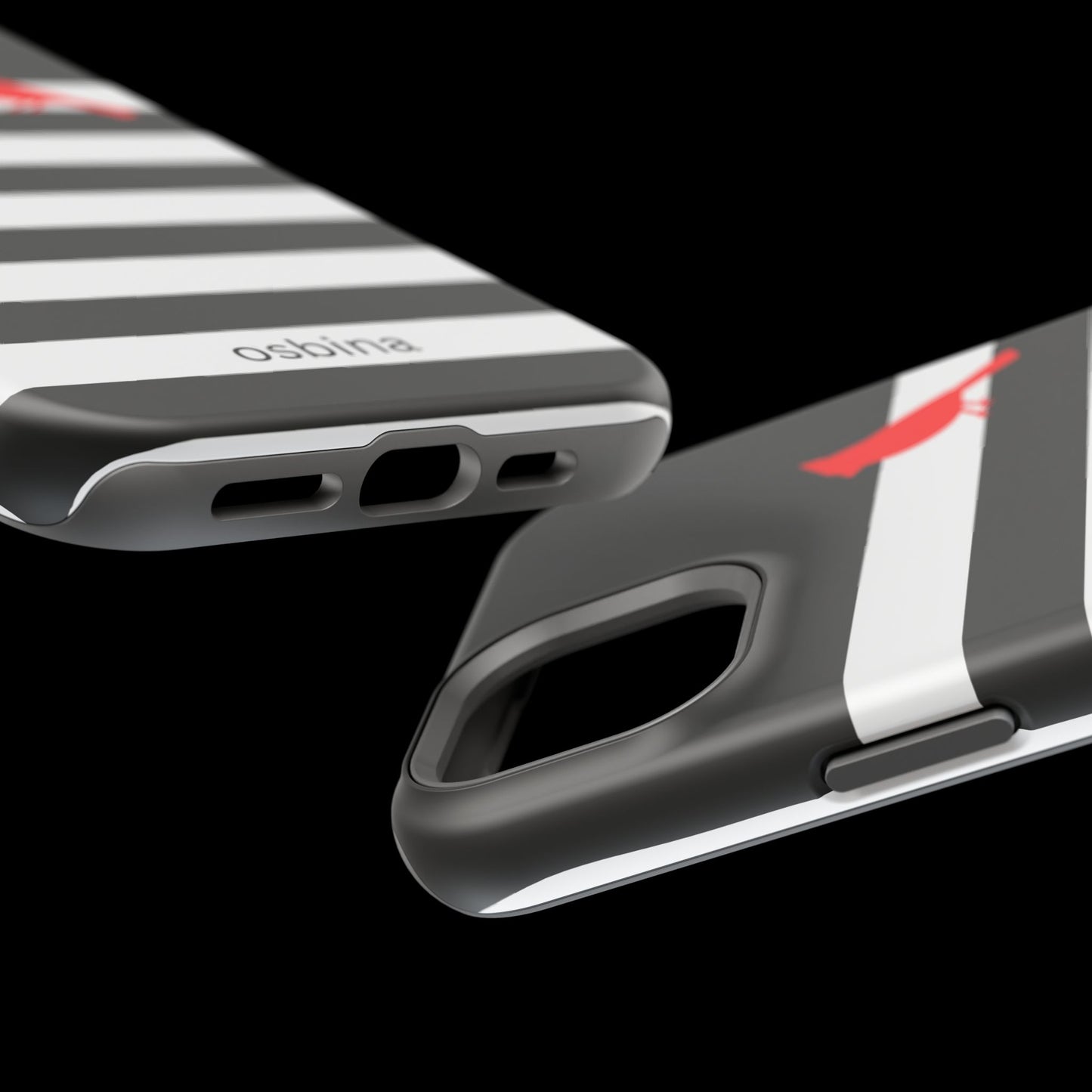 osbina | MagSafe compatible for iPhone | Redbird Edition Thinking of You Phone Case Black & White Stripe | Inspired By Collection
