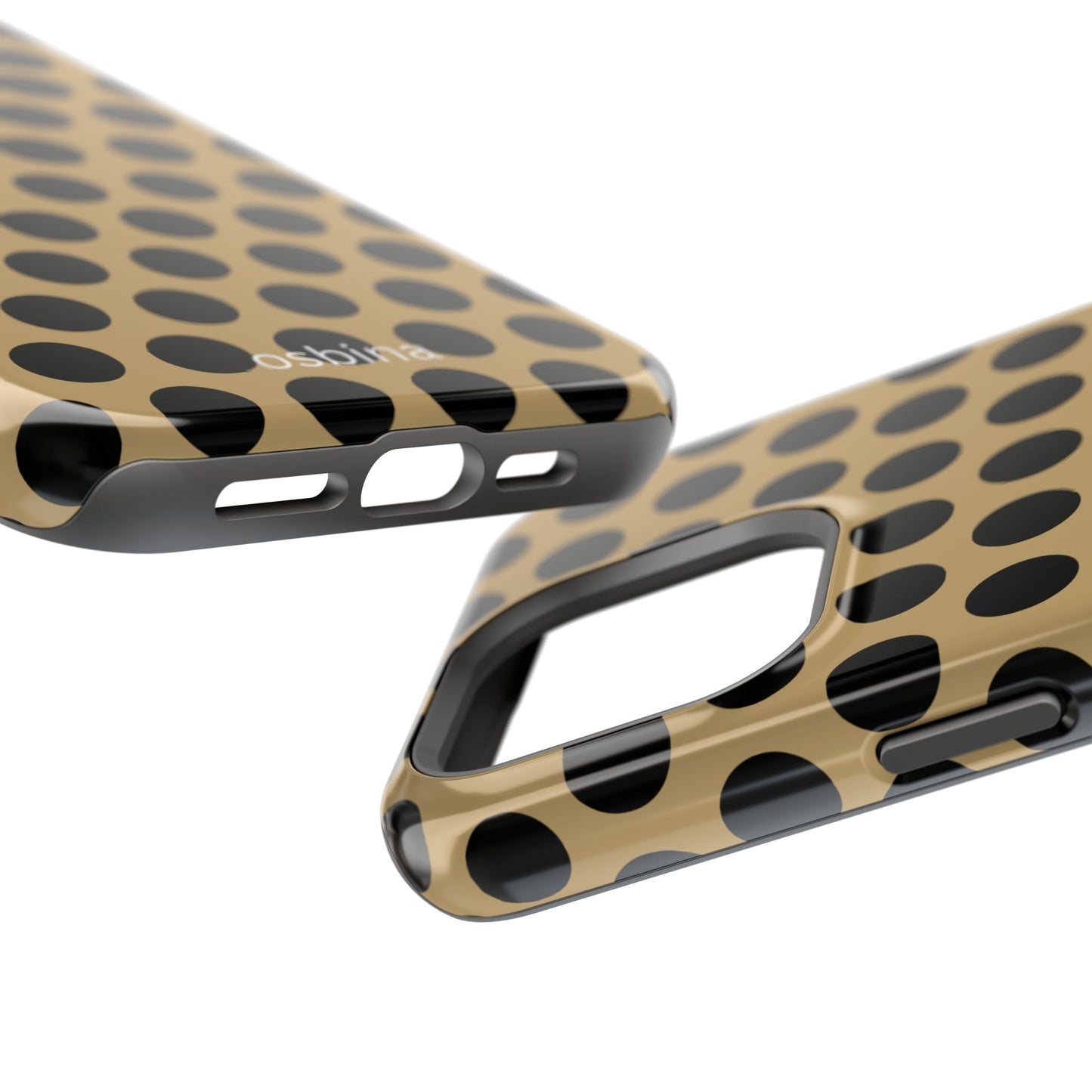 osbina | MagSafe compatible for iPhone | Camel Noir Dots Phone Case | Modern Muse Collection