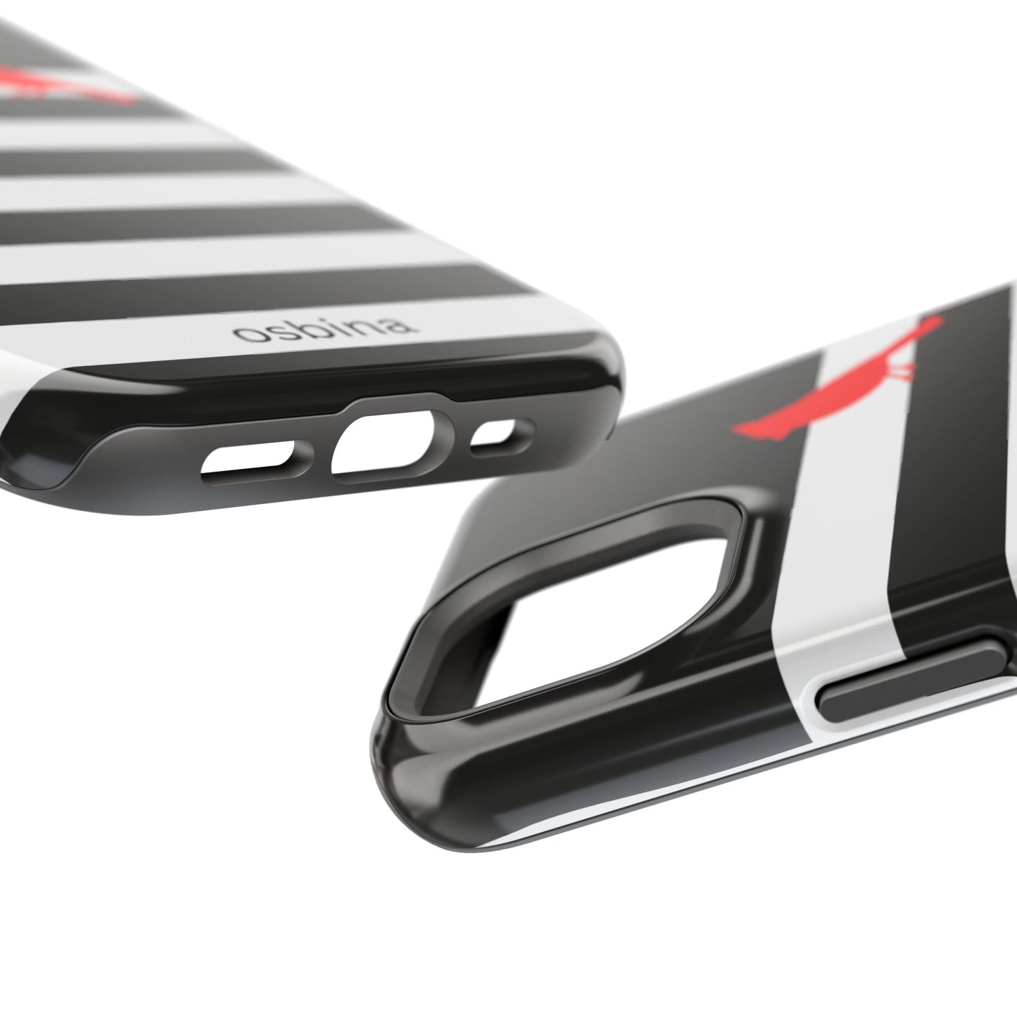 osbina | MagSafe compatible for iPhone | Redbird Edition Thinking of You Phone Case Black & White Stripe | Inspired By Collection