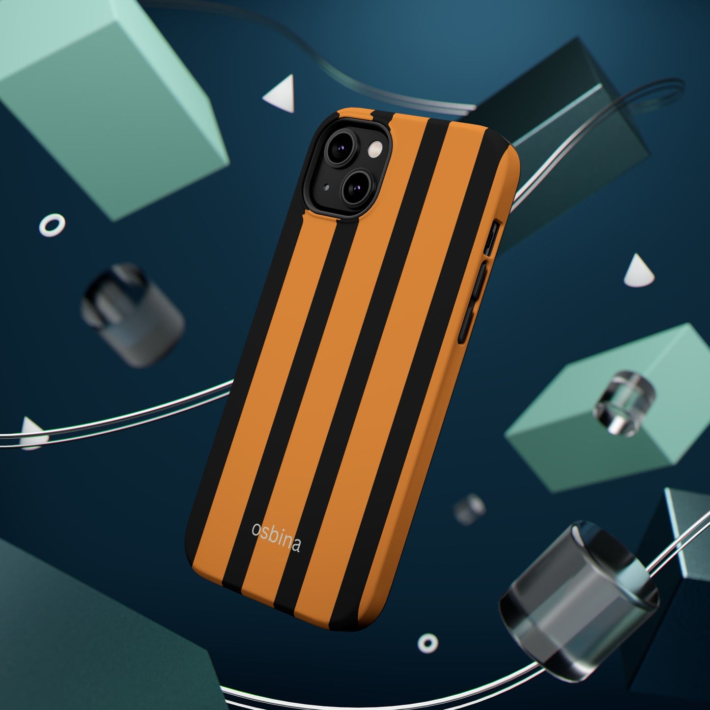 osbina | MagSafe Compatible for iPhone | The Statement Stripe Case in Black + Orange | The Season Collective