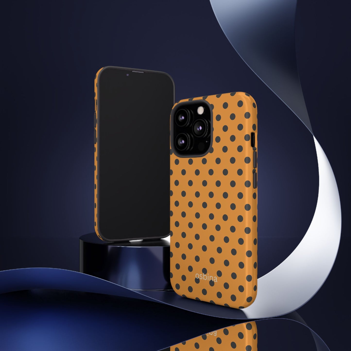 osbina | Spot On Chic — The Orange + Black Polka Dot Case | The Season Collective