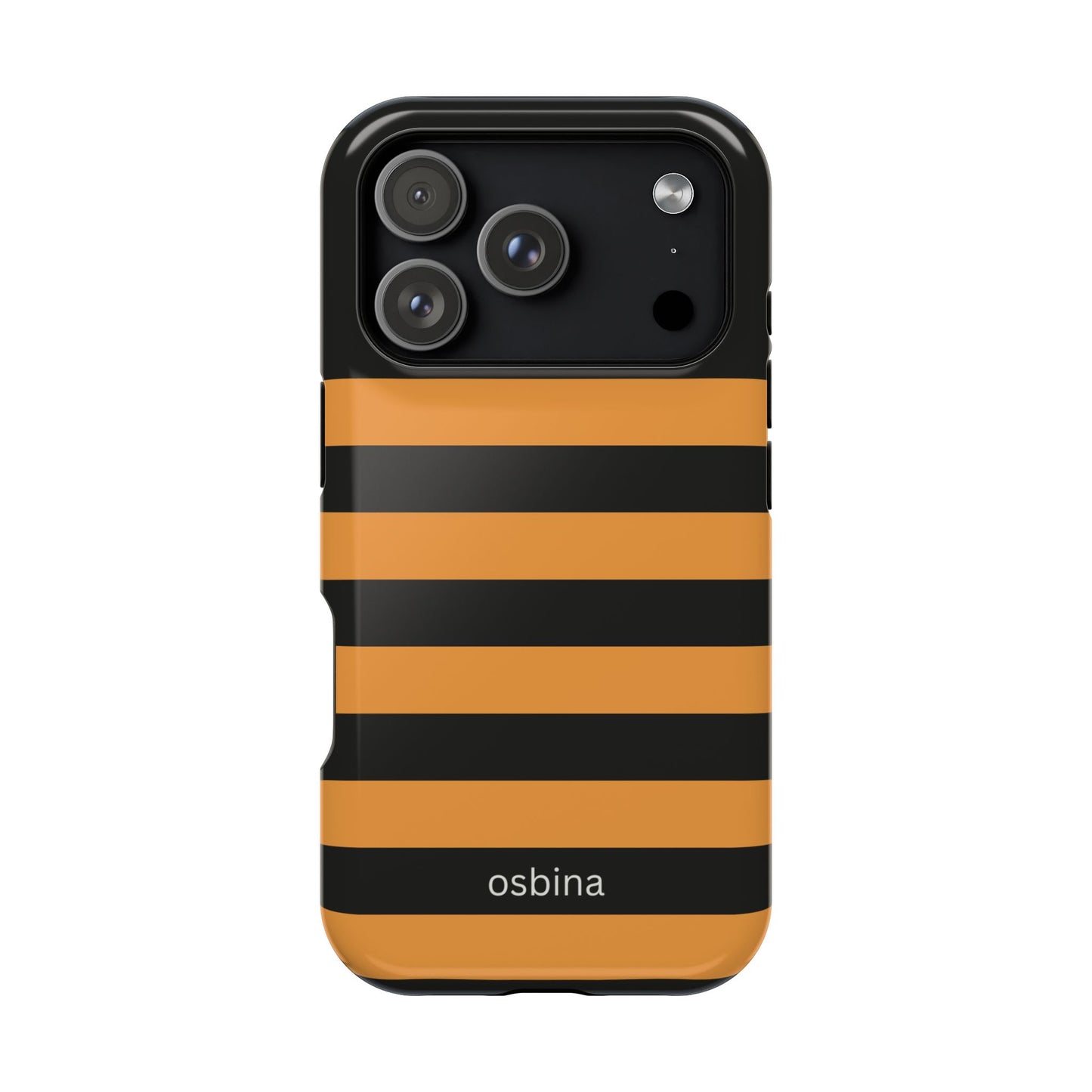 osbina | MagSafe Compatible for iPhone | The Horizon Stripe Case in Black + Orange | The Season Collective