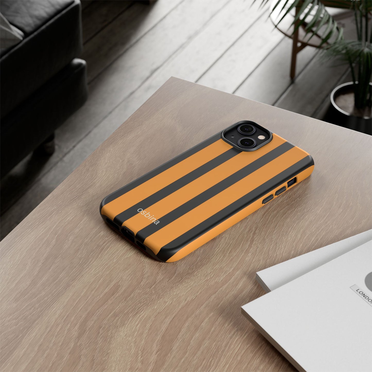 osbina | The Statement Stripe Case in Black + Orange | The Season Collective