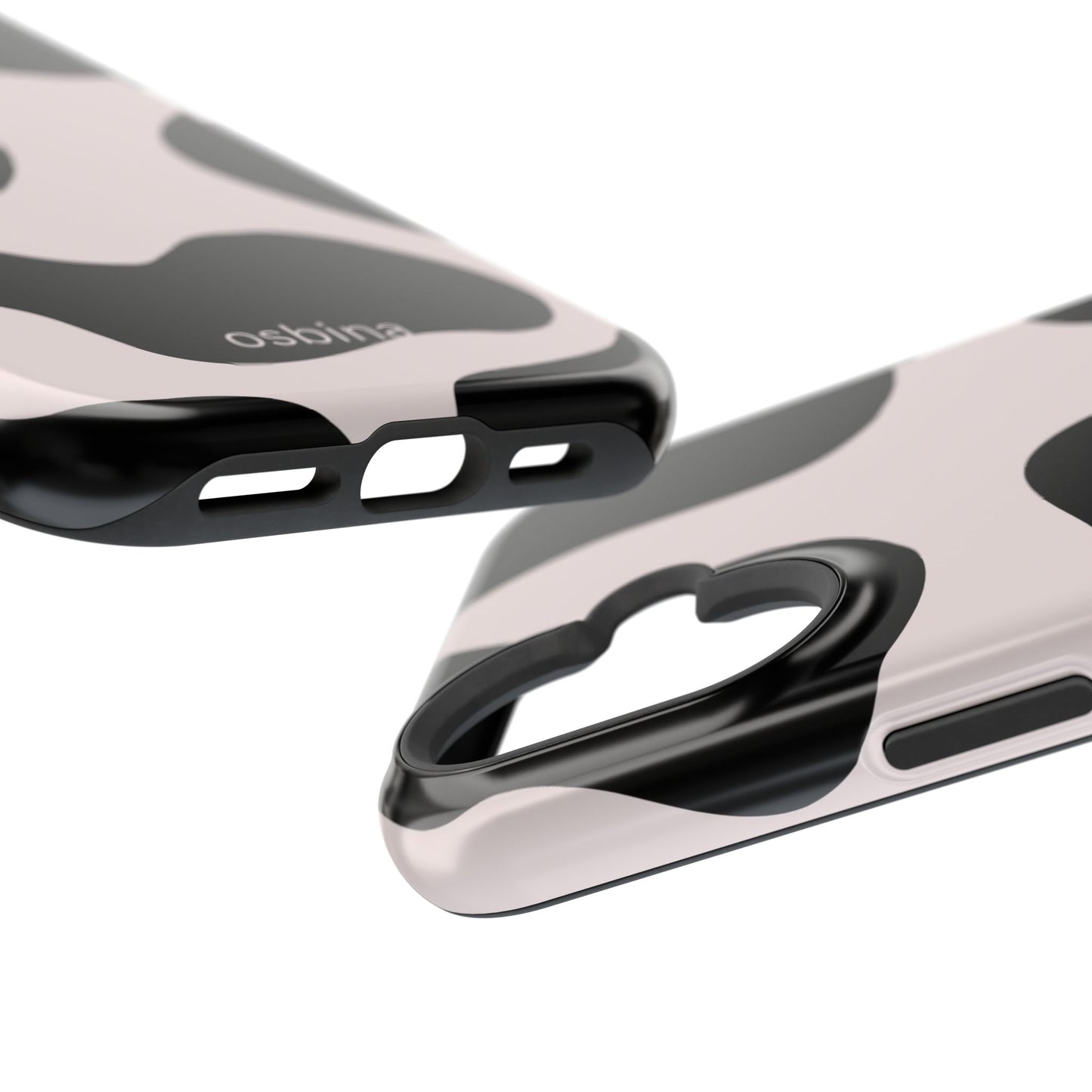 osbina | MagSafe compatible for iPhone | Prairie Chic Pink & Black Cow Print Phone Case | Modern Muse Collection