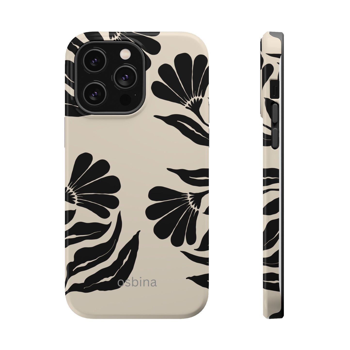 osbina | MagSafe compatible for iPhone | Obsidian Bloom Flower Phone Case | Modern Muse Collection