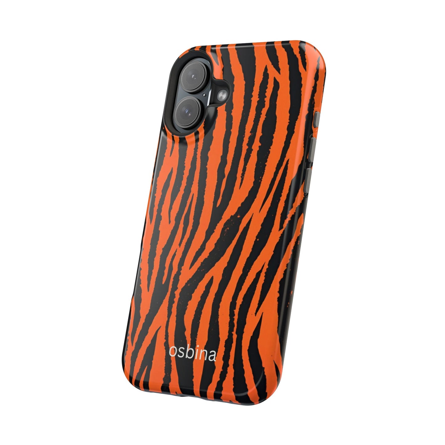 osbina | MagSafe Compatible for iPhone | Tiger, But Make It Chic — The Bengal Stripe Case in Orange + Black | The Season Collective