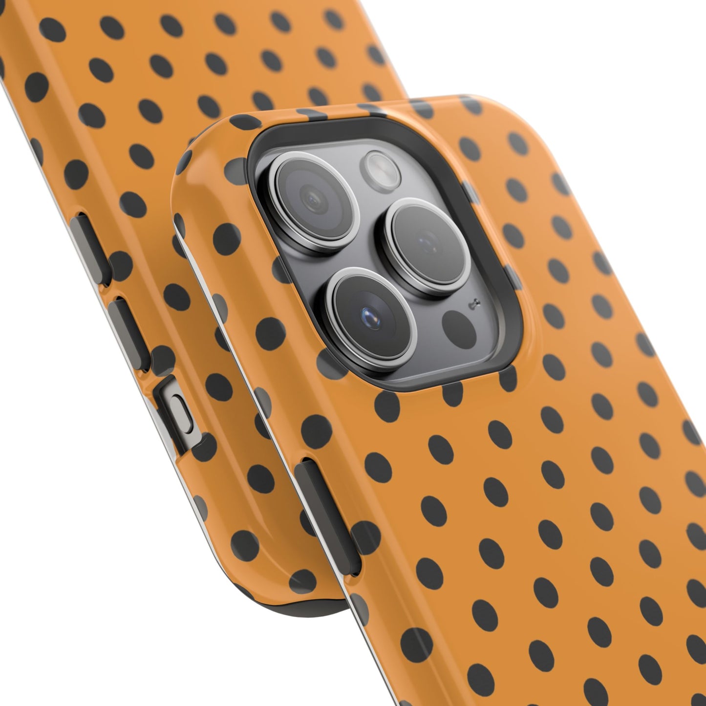 osbina | MagSafe Compatible for iPhone | Spot On Chic — The Orange + Black Polka Dot Case | The Season Collective