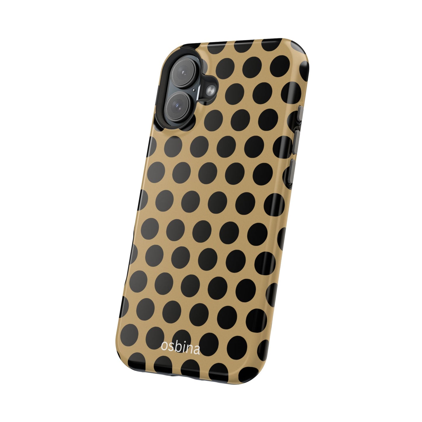 osbina | MagSafe compatible for iPhone | Camel Noir Dots Phone Case | Modern Muse Collection
