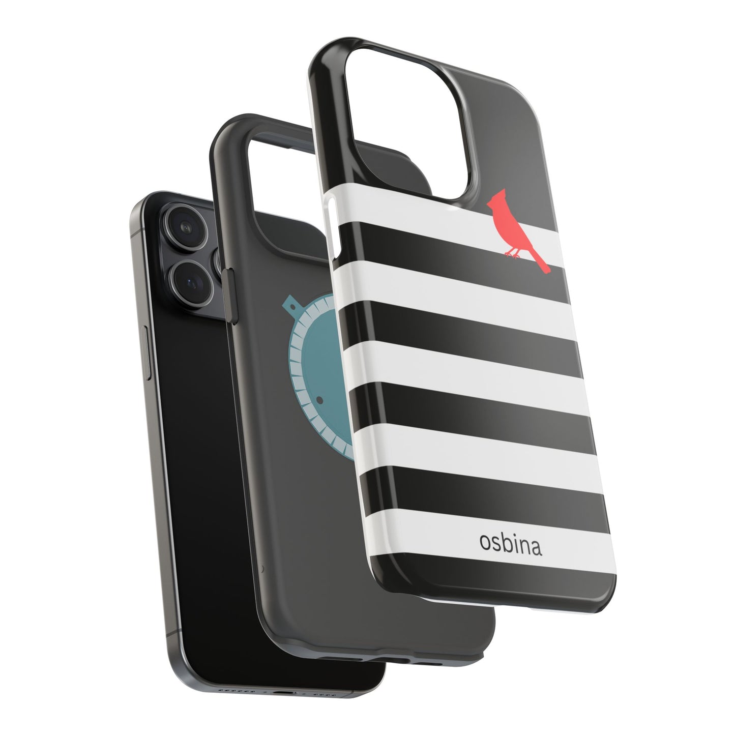 osbina | MagSafe compatible for iPhone | Redbird Edition Thinking of You Phone Case Black & White Stripe | Inspired By Collection