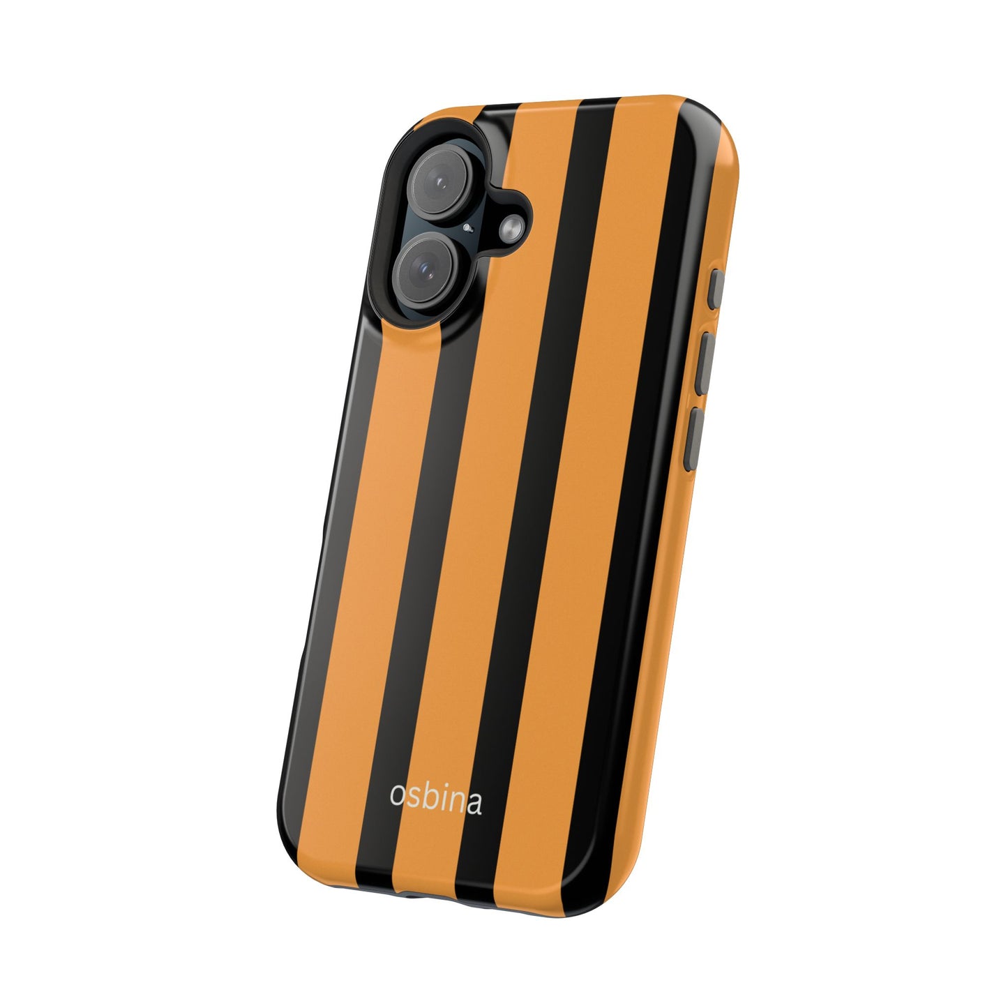 osbina | MagSafe Compatible for iPhone | The Statement Stripe Case in Black + Orange | The Season Collective