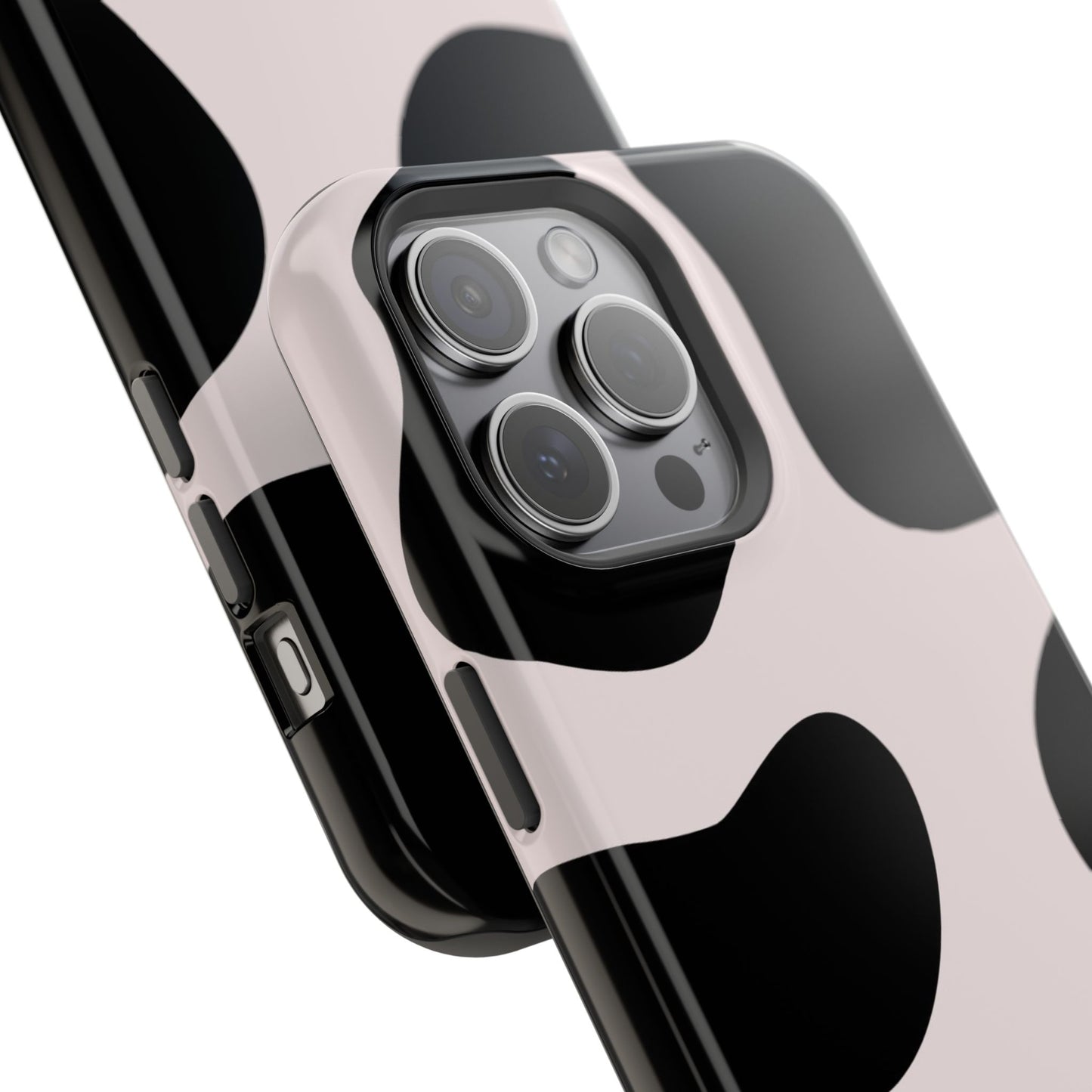 osbina | MagSafe compatible for iPhone | Prairie Chic Pink & Black Cow Print Phone Case | Modern Muse Collection