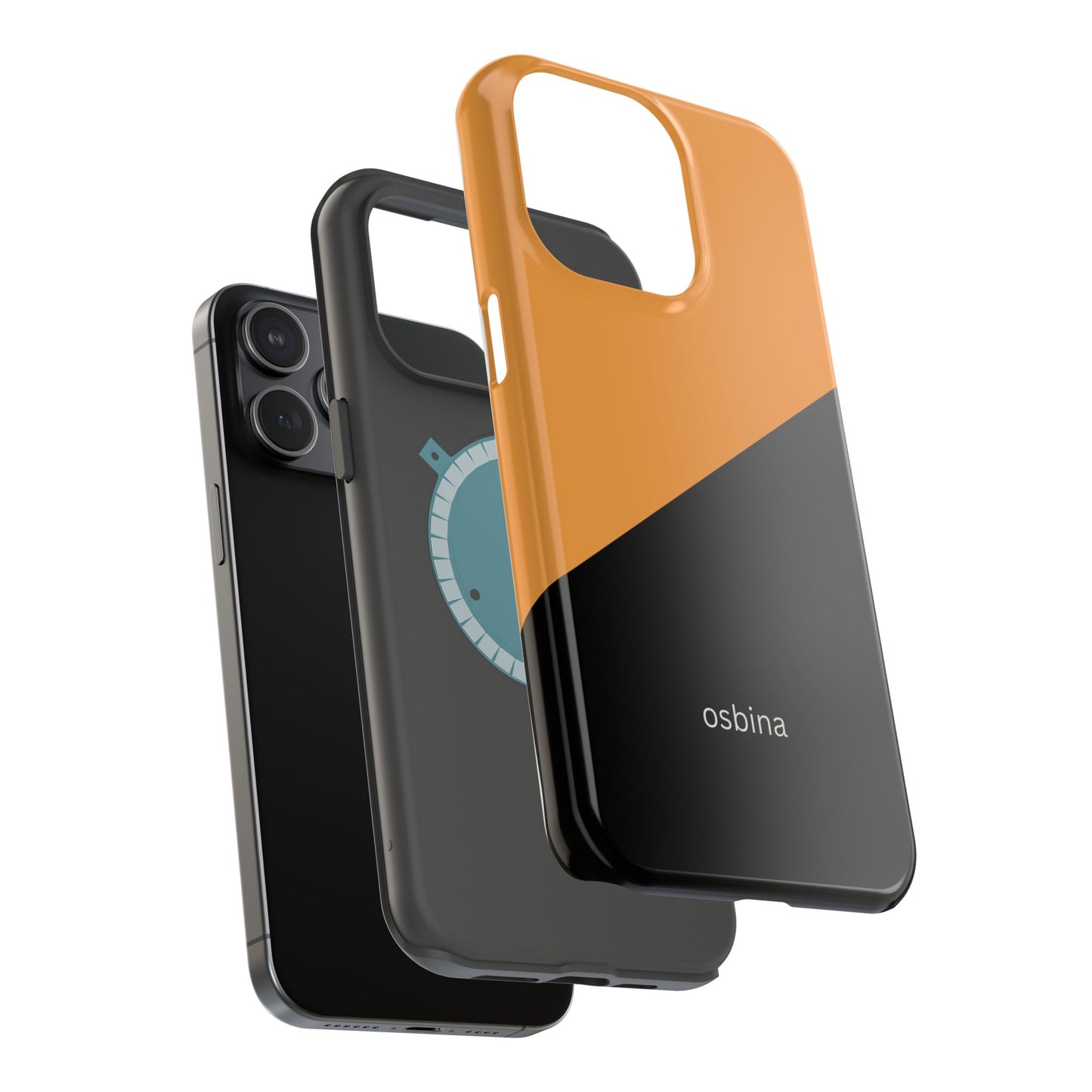 osbina | MagSafe Compatible for iPhone | Bold Moves Only — The Orange + Black Split Diagonal Case | The Season Collective