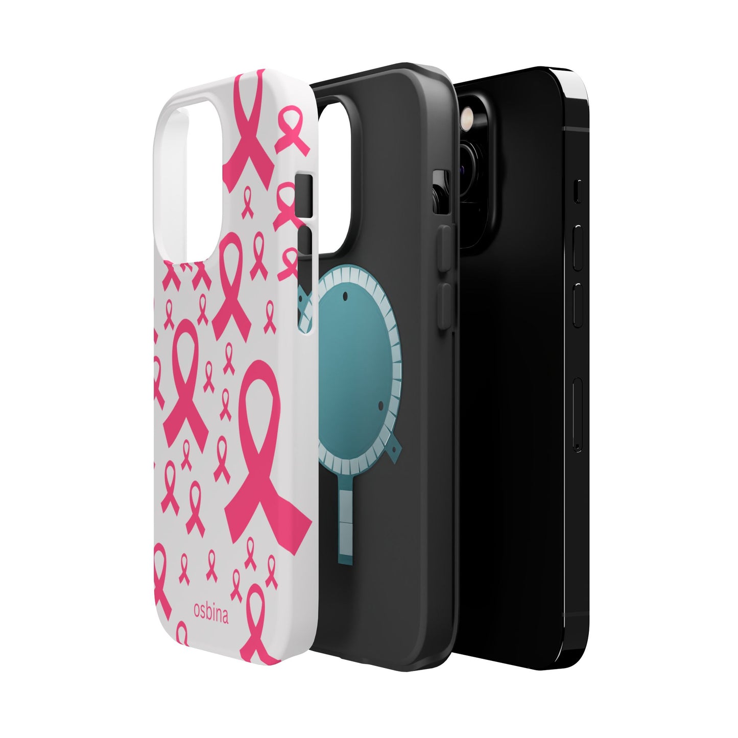osbina | MagSafe compatible for iPhone | Limited Edition Strength in Ribbons Case in Light Pink + Soft Pink + Hot Pink | The Pink October Collection | Inspired By
