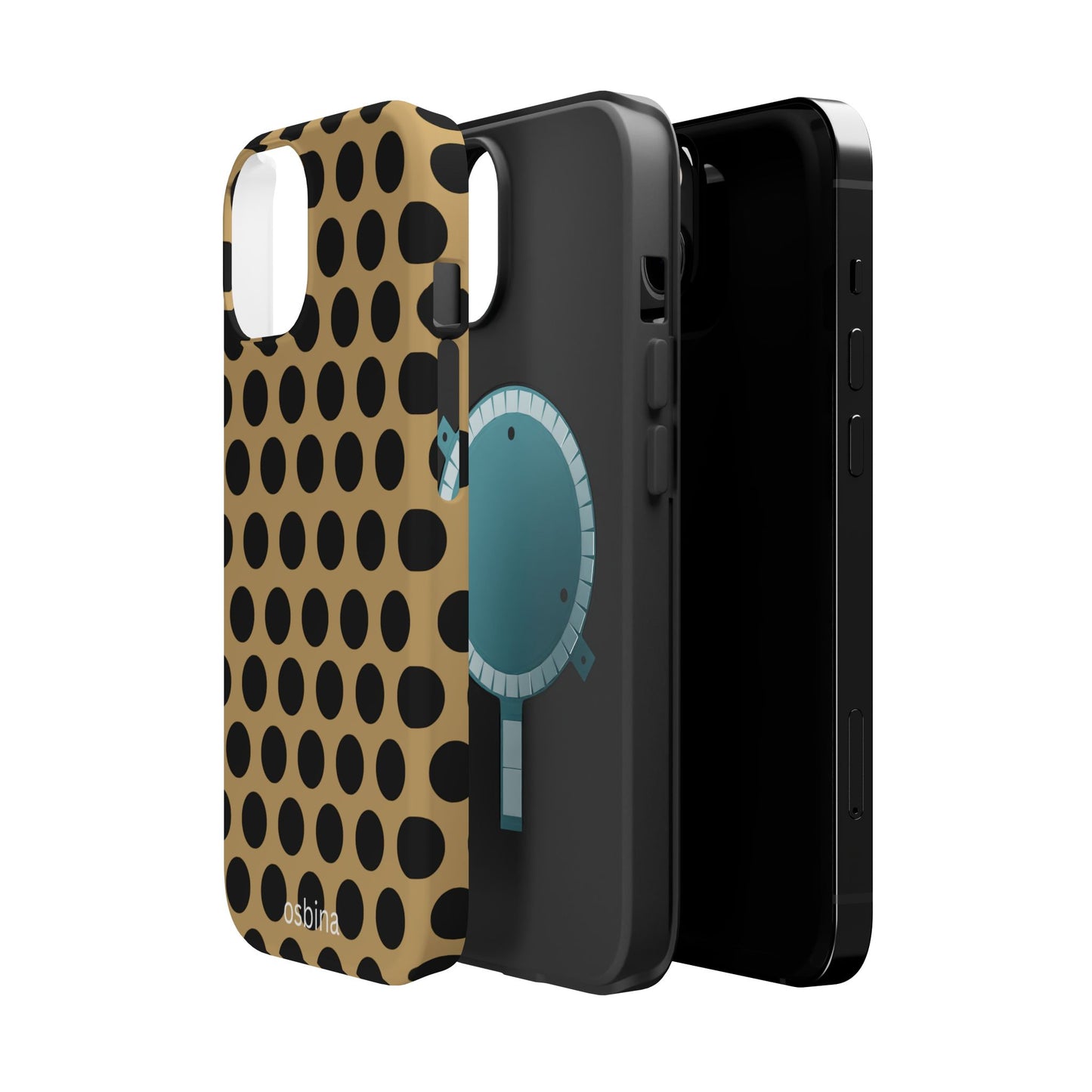 osbina | MagSafe compatible for iPhone | Camel Noir Dots Phone Case | Modern Muse Collection