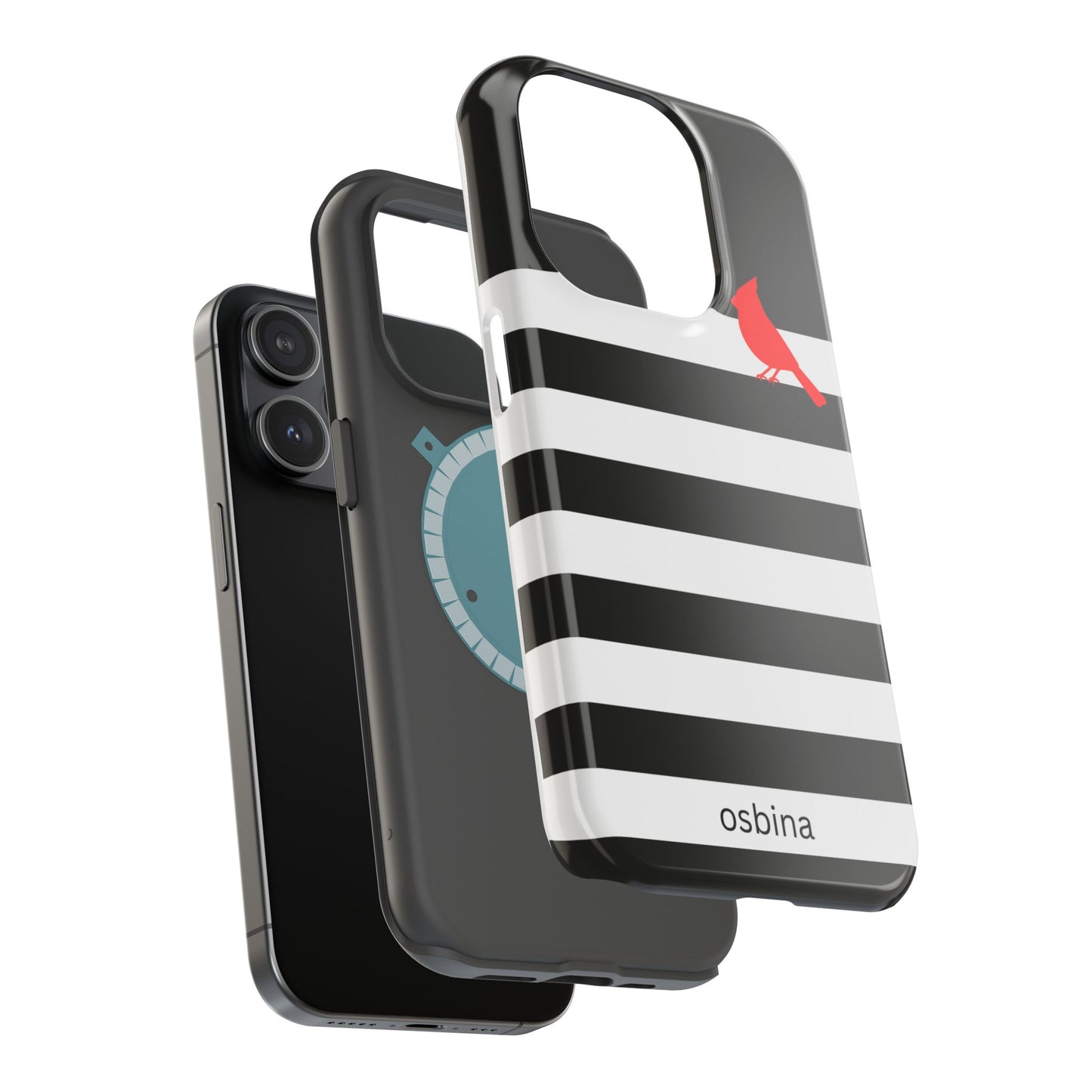 osbina | MagSafe compatible for iPhone | Redbird Edition Thinking of You Phone Case Black & White Stripe | Inspired By Collection