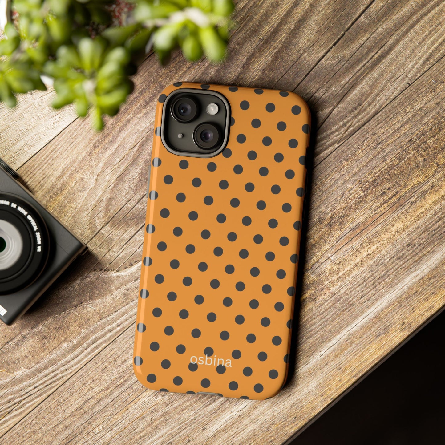osbina | Spot On Chic — The Orange + Black Polka Dot Case | The Season Collective