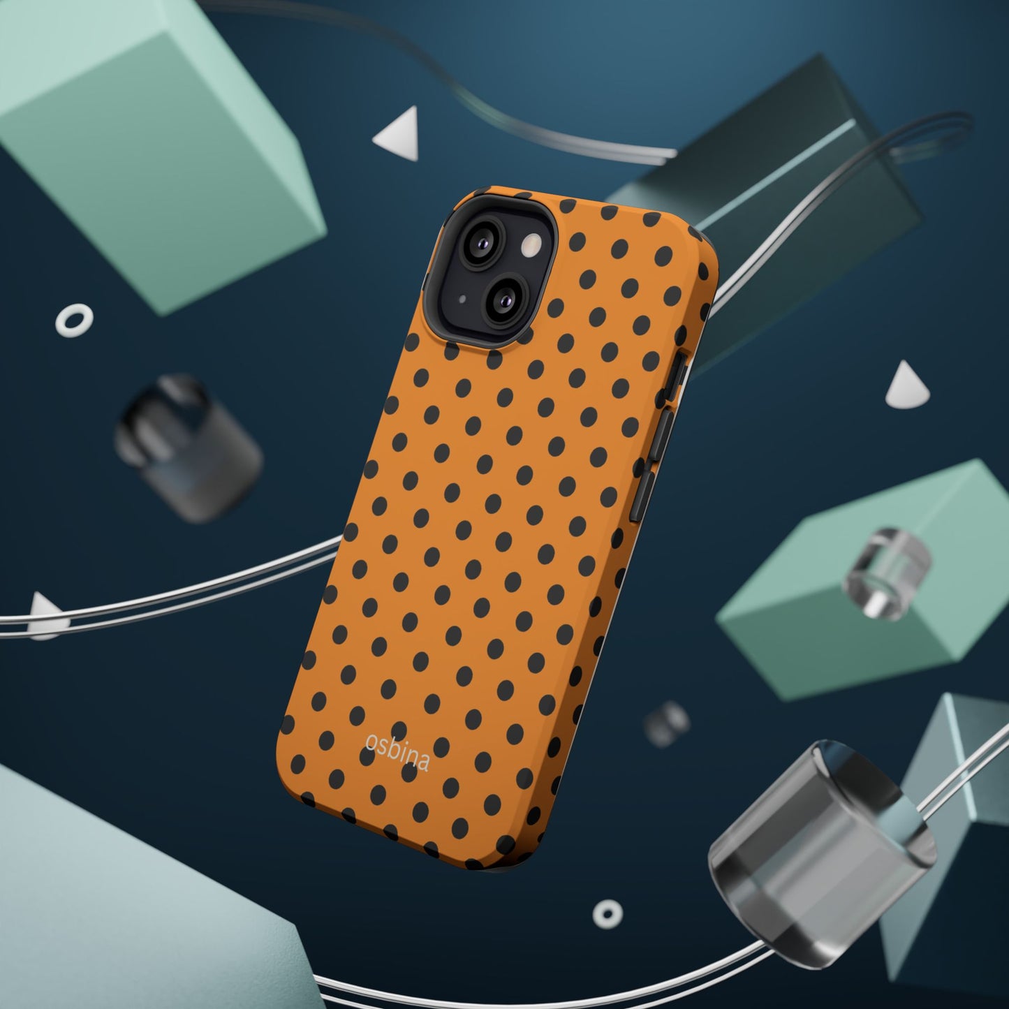 osbina | MagSafe Compatible for iPhone | Spot On Chic — The Orange + Black Polka Dot Case | The Season Collective
