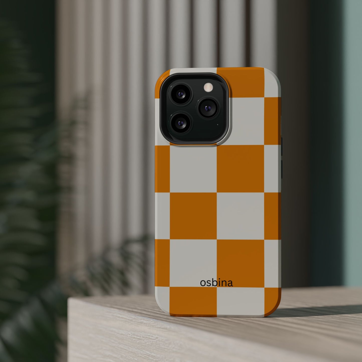 osbina | MagSafe Compatible for iPhone | Check You Out — The Orange + White Check Case | The Season Collective