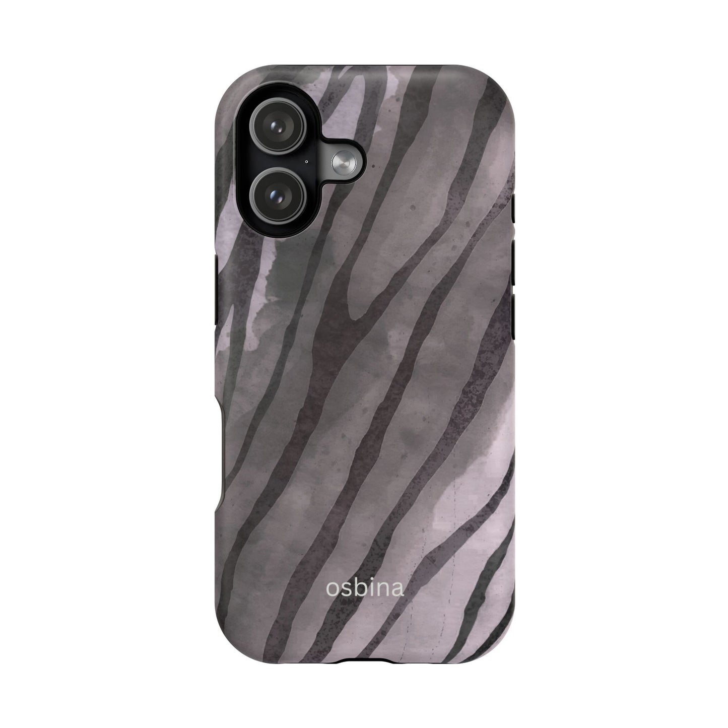 osbina | MagSafe Compatible for iPhone | Stripes on Point — The Muted Gray + Black Tiger Case | The Season Collective