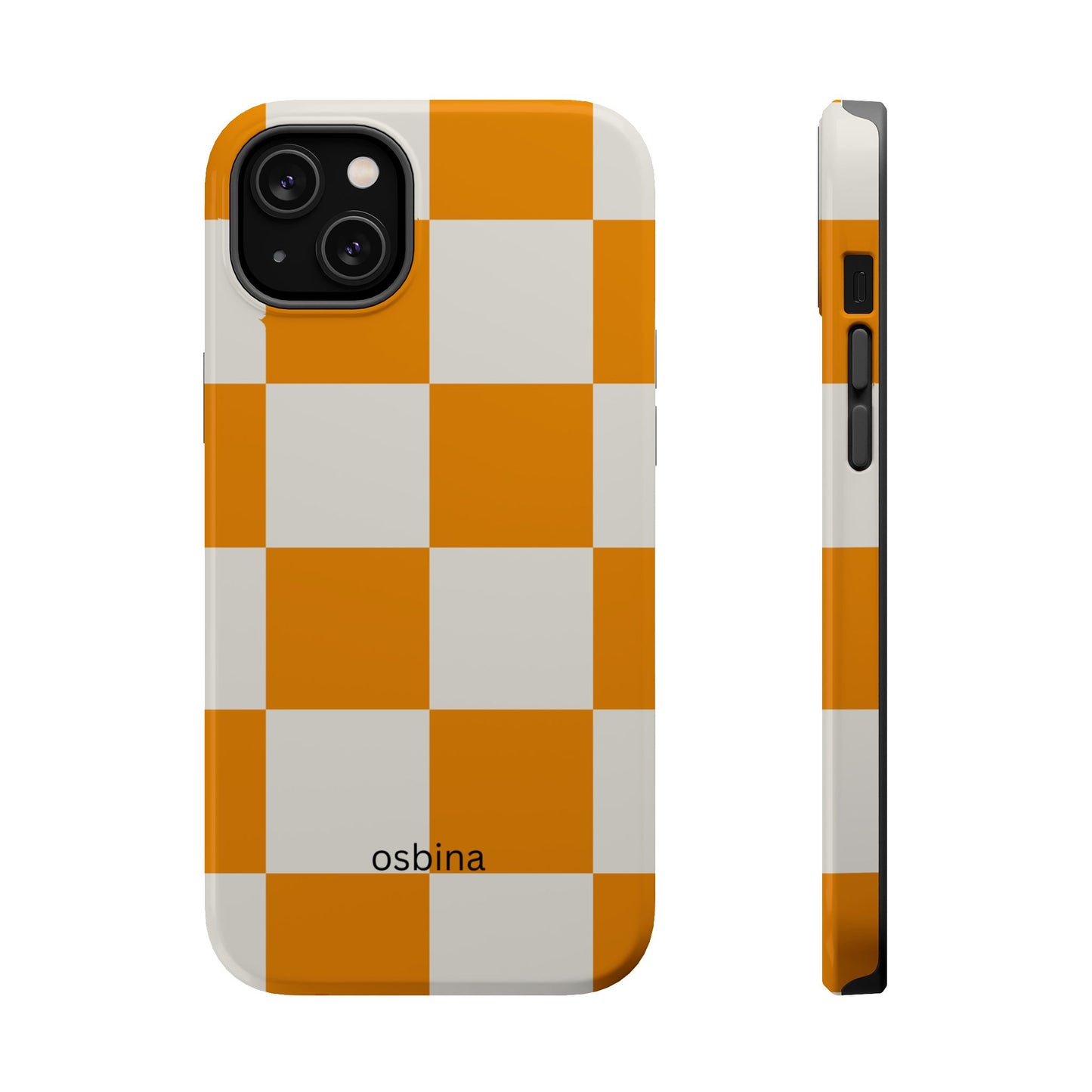 osbina | MagSafe Compatible for iPhone | Check You Out — The Orange + White Check Case | The Season Collective