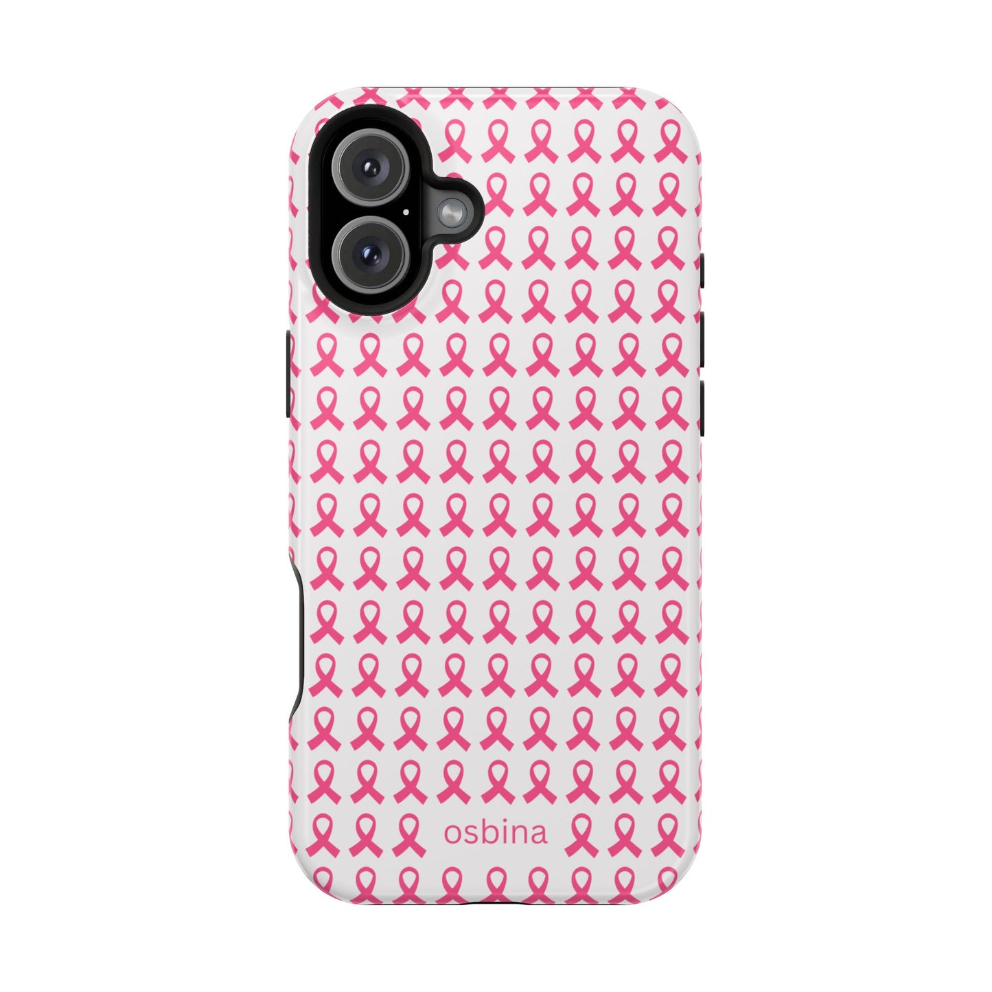osbina | MagSafe compatible for iPhone | Limited Edition The Side By Side Pink Ribbons Case in Light Pink + Soft Pink + Hot Pink | The Pink October Collection | Inspired By