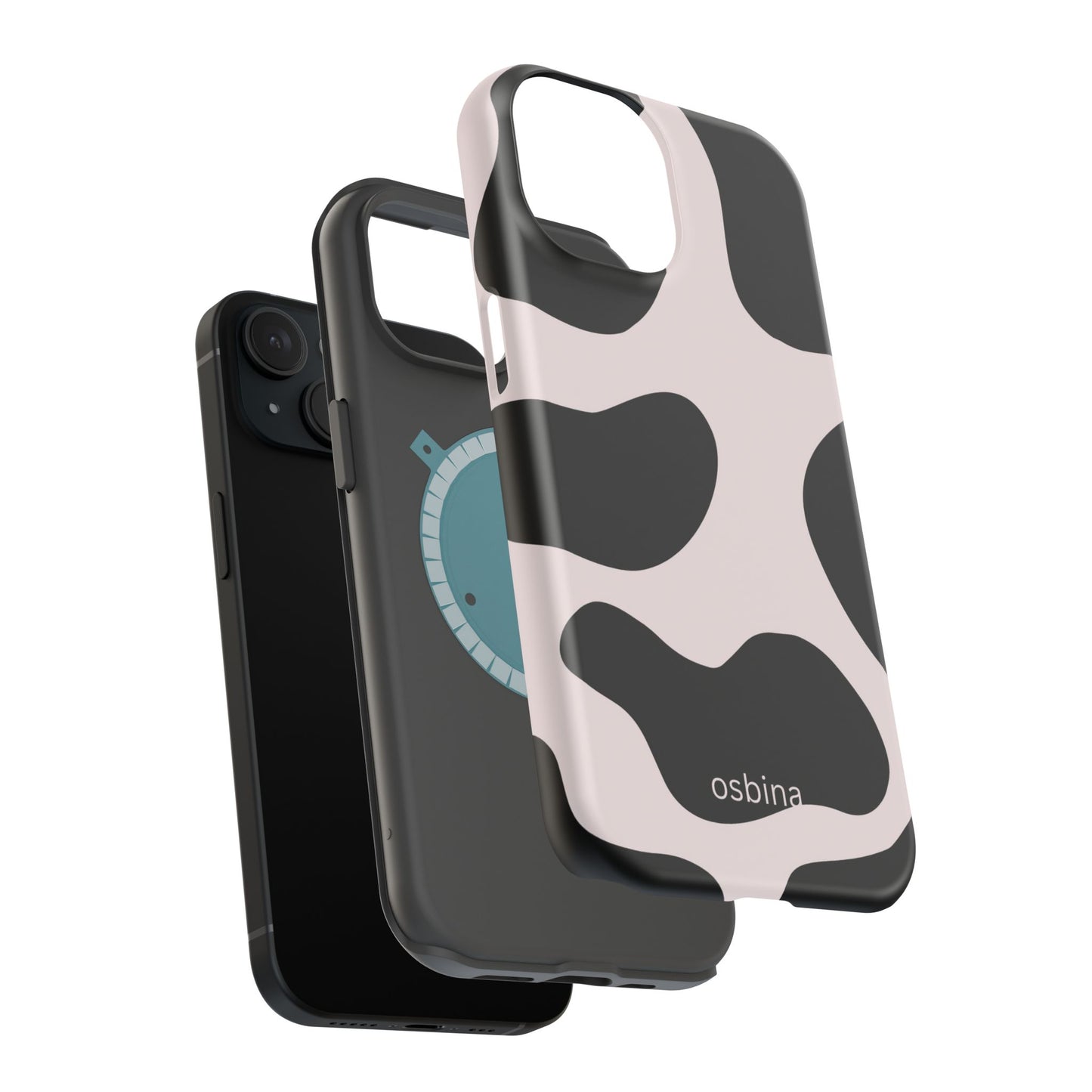 osbina | MagSafe compatible for iPhone | Prairie Chic Pink & Black Cow Print Phone Case | Modern Muse Collection