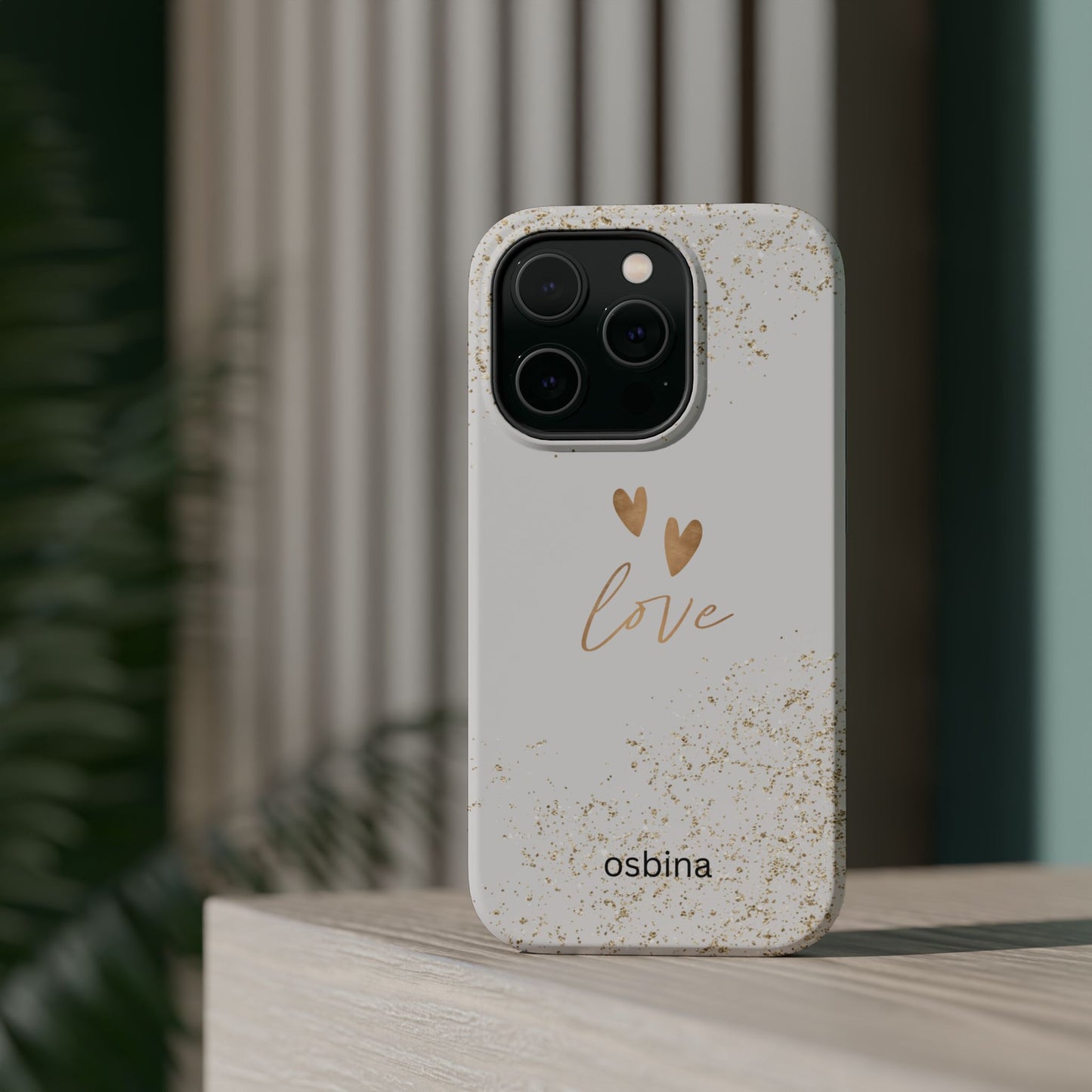 osbina | MagSafe compatible for iPhone | Golden Amour Phone Case | Modern Muse Collection