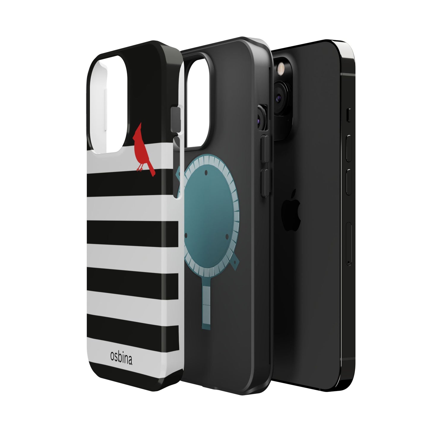 osbina | MagSafe compatible for iPhone | Redbird Edition Thinking of You Phone Case Black & White Stripe | Inspired By Collection