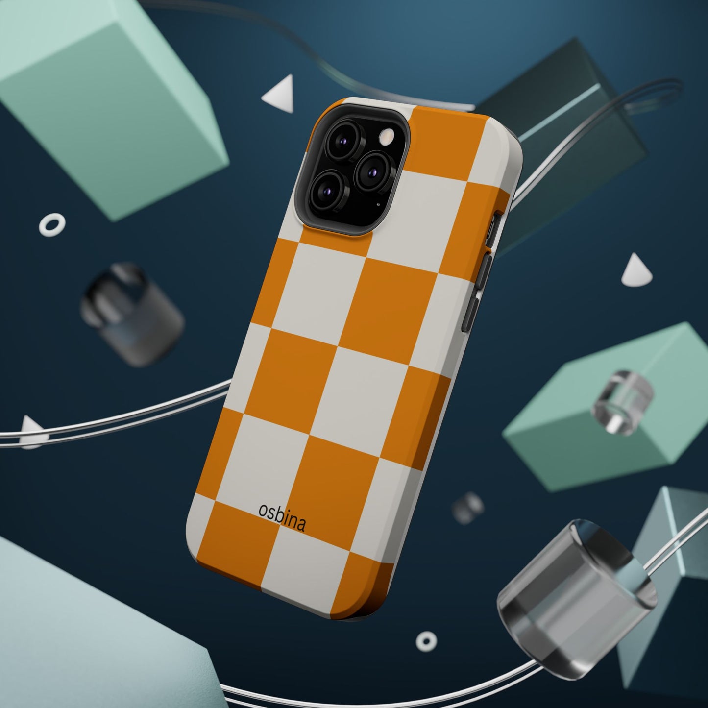 osbina | MagSafe Compatible for iPhone | Check You Out — The Orange + White Check Case | The Season Collective