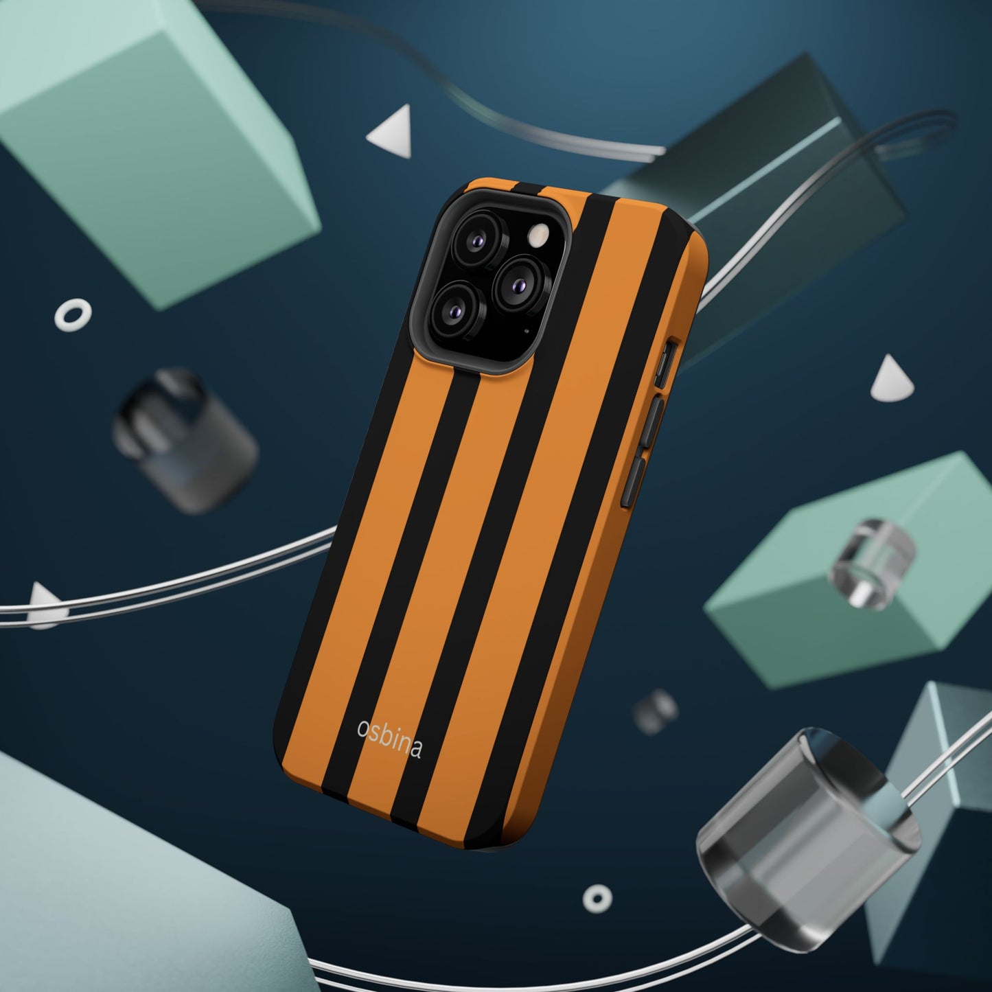 osbina | MagSafe Compatible for iPhone | The Statement Stripe Case in Black + Orange | The Season Collective