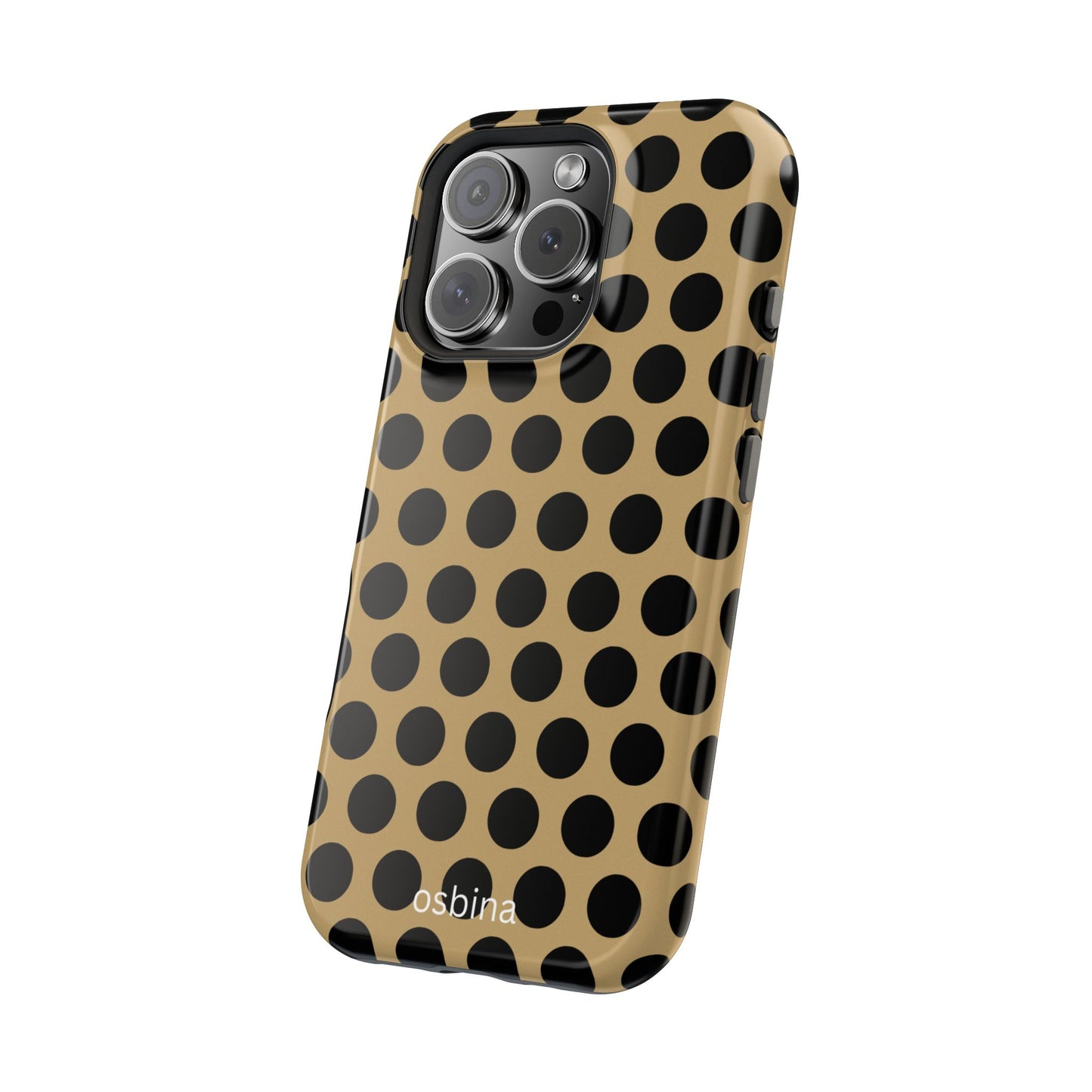 osbina | MagSafe compatible for iPhone | Camel Noir Dots Phone Case | Modern Muse Collection
