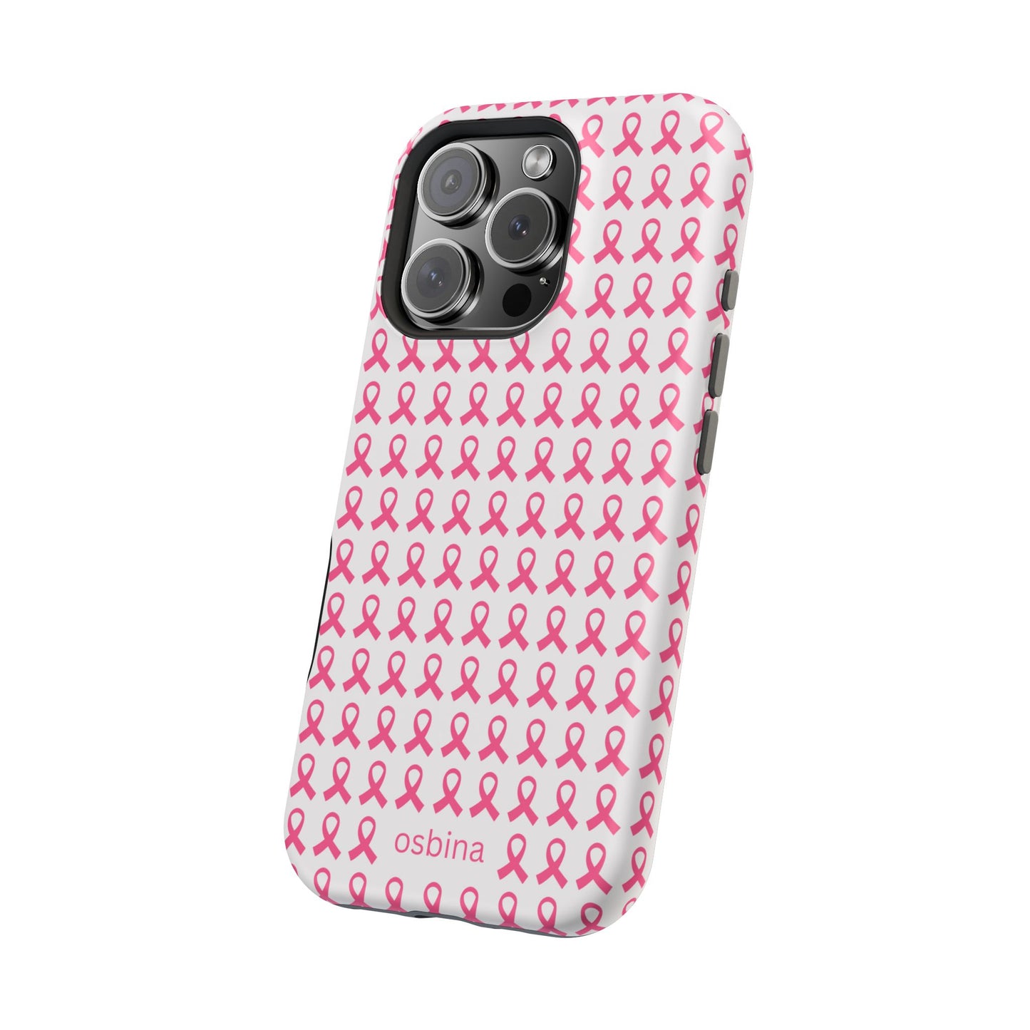 osbina | MagSafe compatible for iPhone | Limited Edition The Side By Side Pink Ribbons Case in Light Pink + Soft Pink + Hot Pink | The Pink October Collection | Inspired By