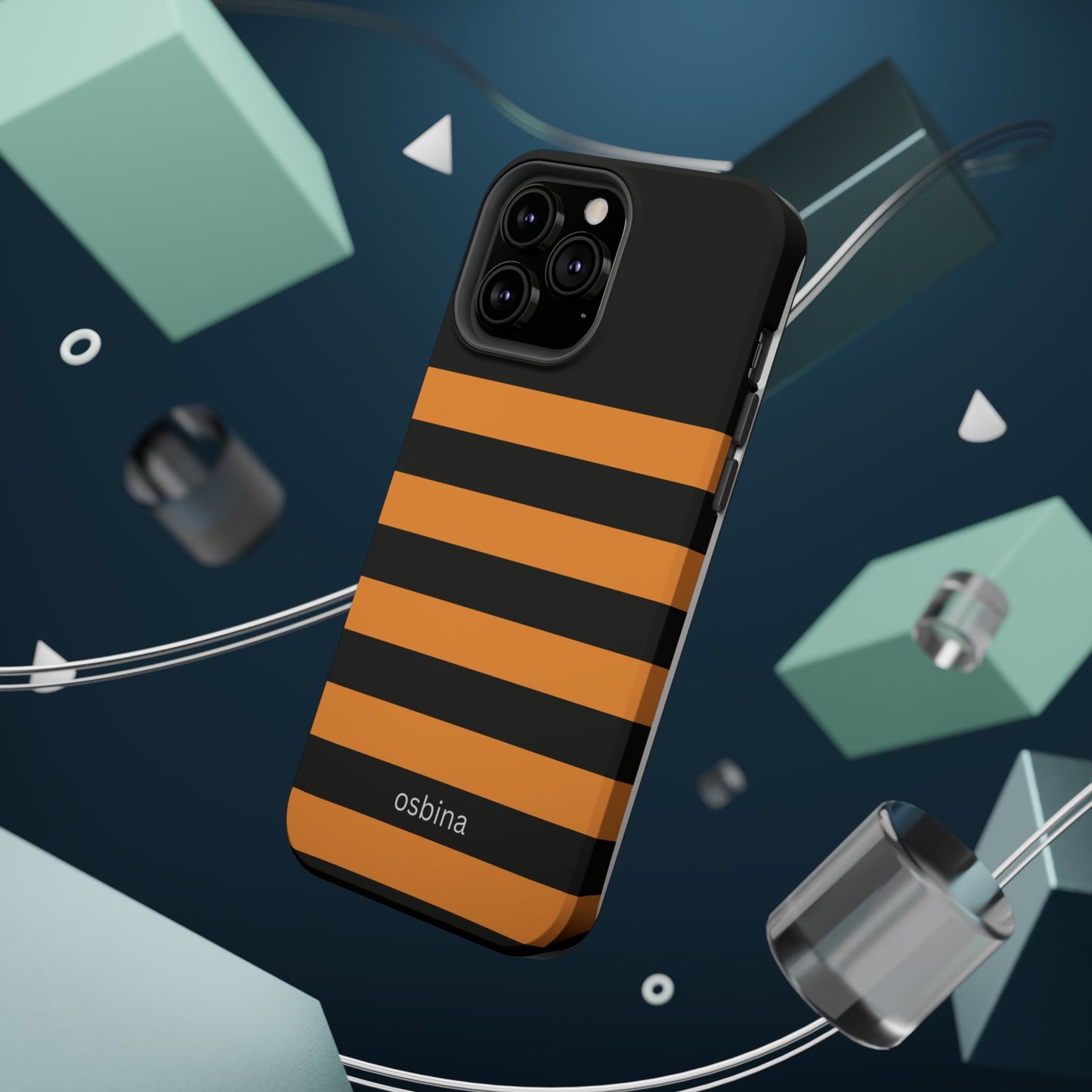 osbina | MagSafe Compatible for iPhone | The Horizon Stripe Case in Black + Orange | The Season Collective