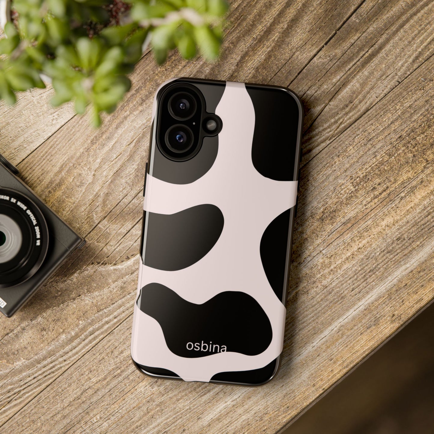 osbina | Prairie Chic Pink & Black Cow Print Phone Case | Modern Muse Collection