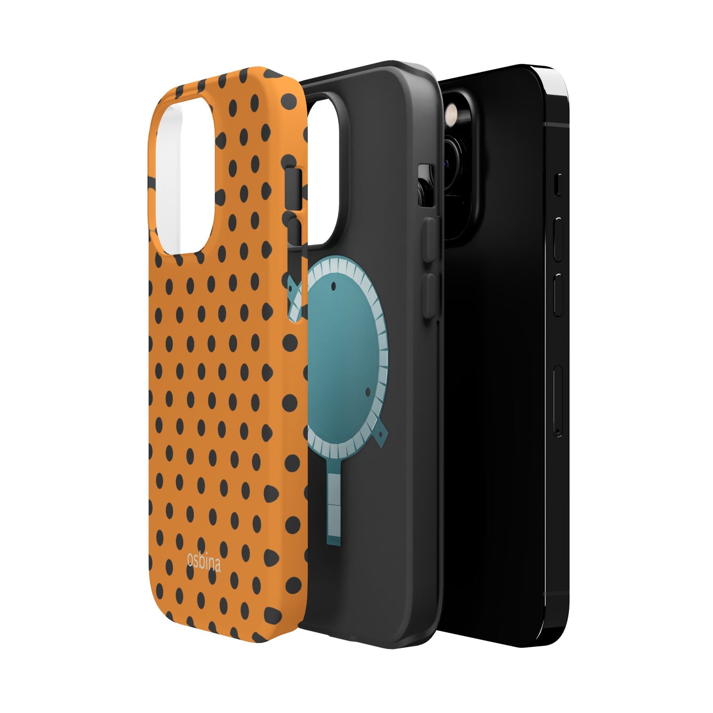 osbina | MagSafe Compatible for iPhone | Spot On Chic — The Orange + Black Polka Dot Case | The Season Collective
