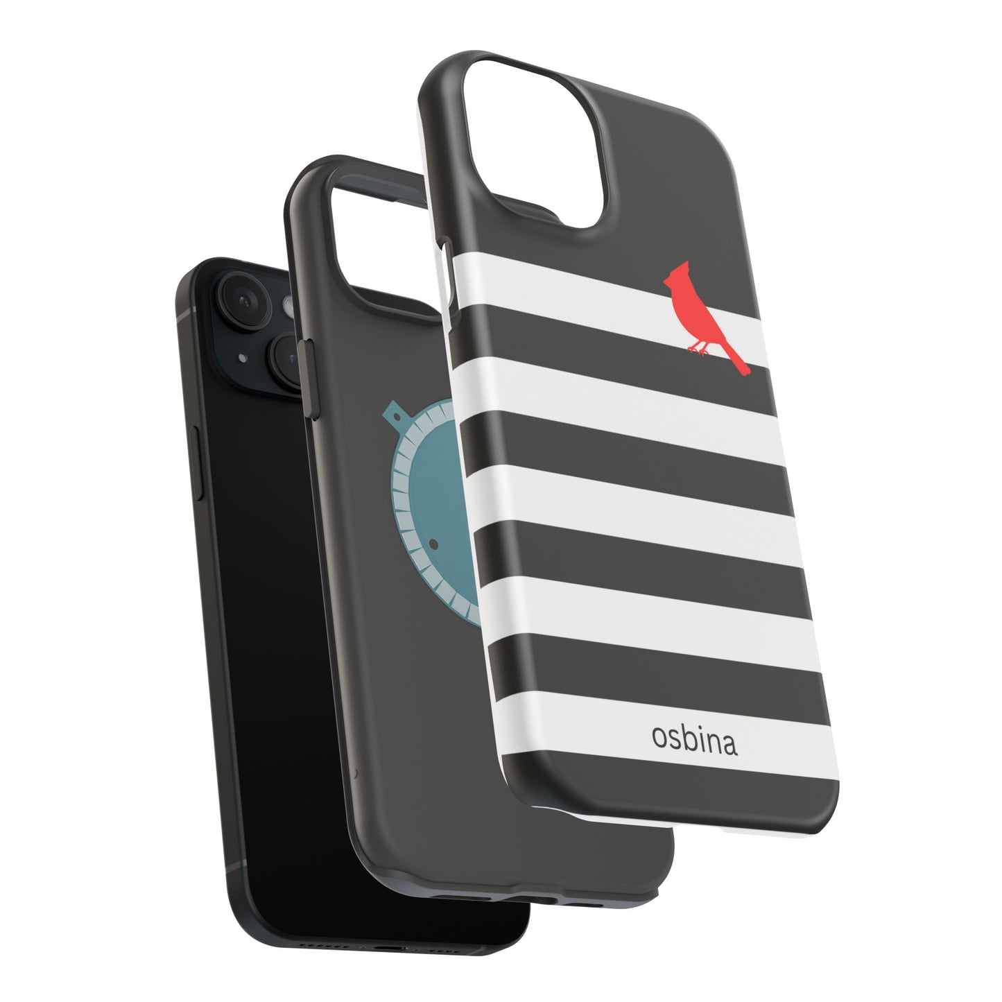 osbina | MagSafe compatible for iPhone | Redbird Edition Thinking of You Phone Case Black & White Stripe | Inspired By Collection