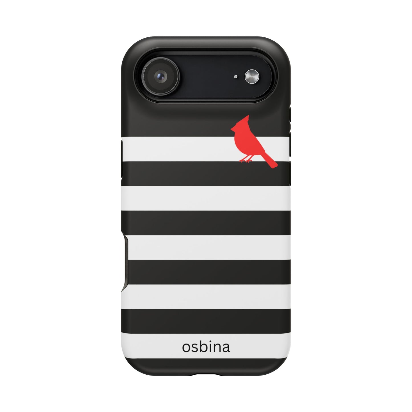 osbina | MagSafe compatible for iPhone | Redbird Edition Thinking of You Phone Case Black & White Stripe | Inspired By Collection