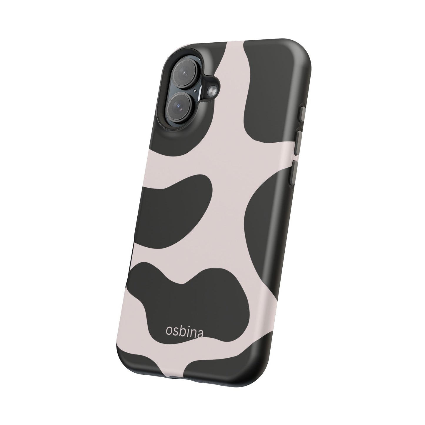 osbina | MagSafe compatible for iPhone | Prairie Chic Pink & Black Cow Print Phone Case | Modern Muse Collection