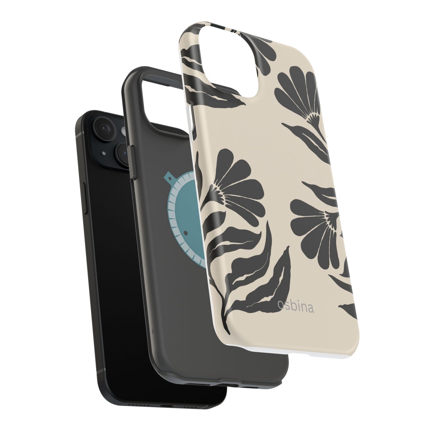 osbina | MagSafe compatible for iPhone | Obsidian Bloom Flower Phone Case | Modern Muse Collection