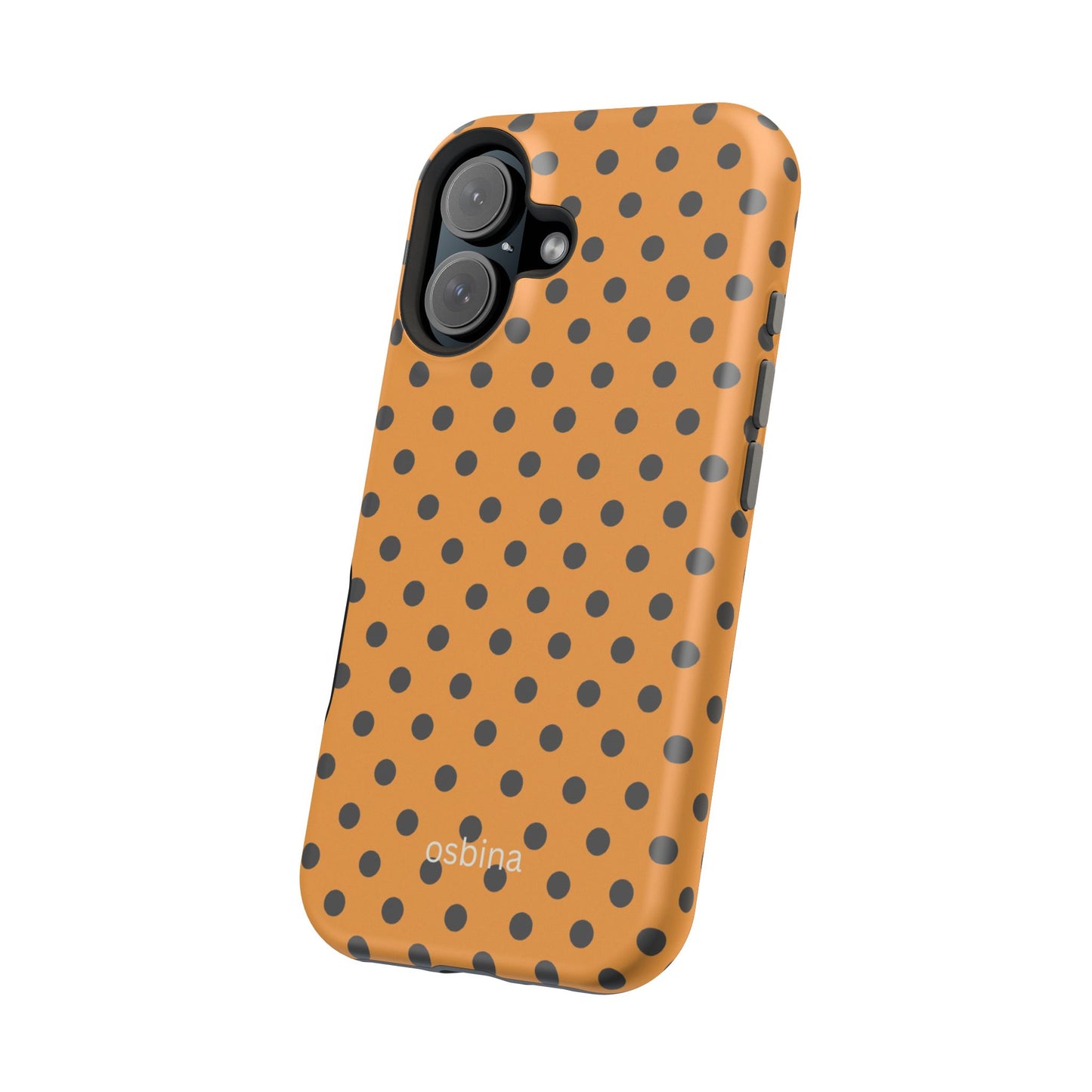 osbina | MagSafe Compatible for iPhone | Spot On Chic — The Orange + Black Polka Dot Case | The Season Collective