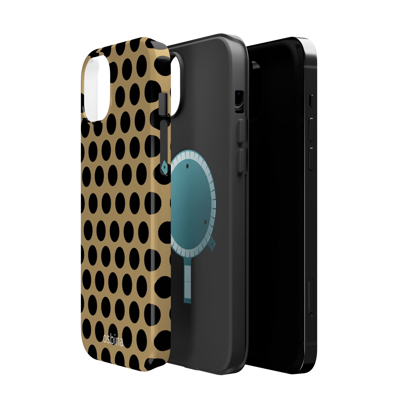 osbina | MagSafe compatible for iPhone | Camel Noir Dots Phone Case | Modern Muse Collection