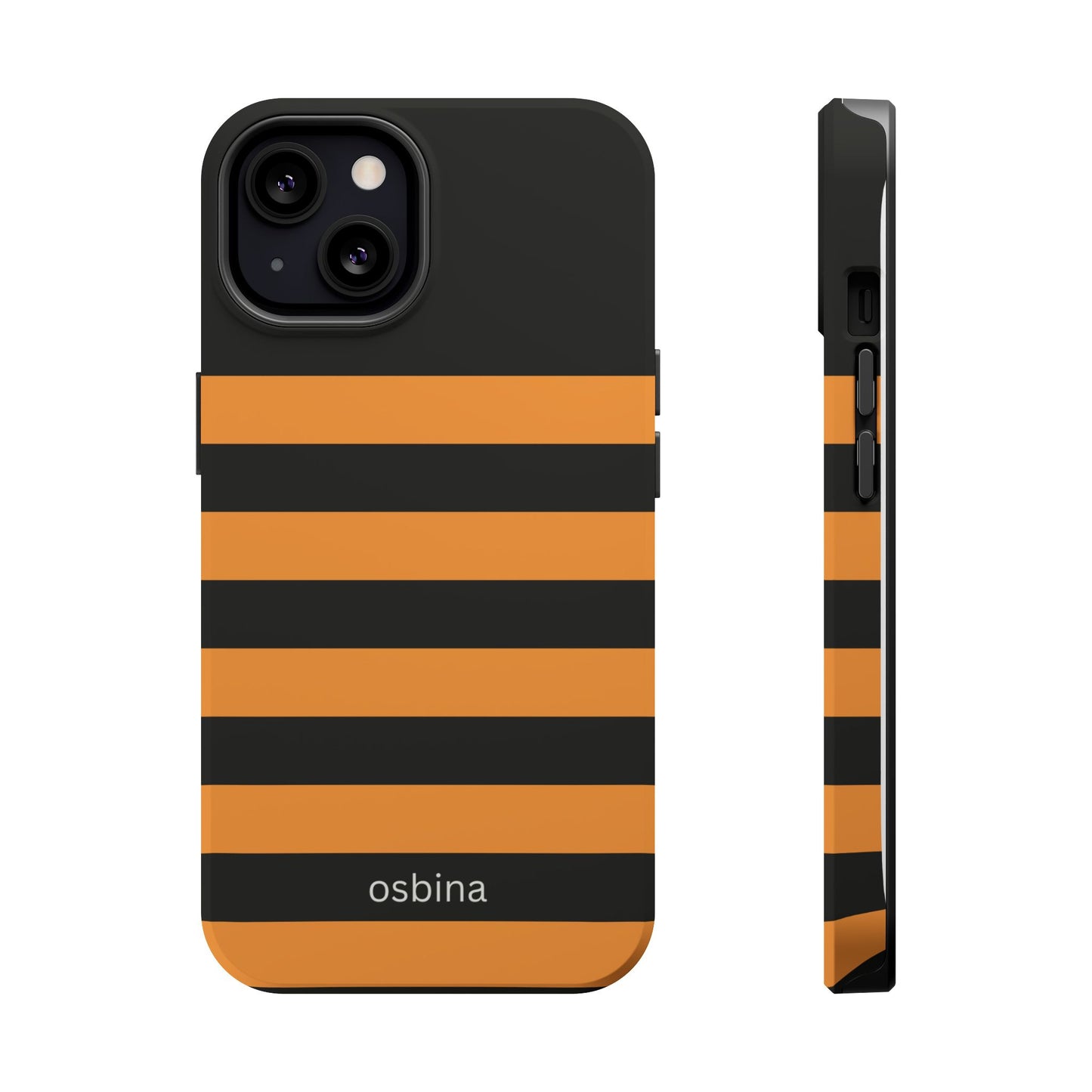 osbina | MagSafe Compatible for iPhone | The Horizon Stripe Case in Black + Orange | The Season Collective