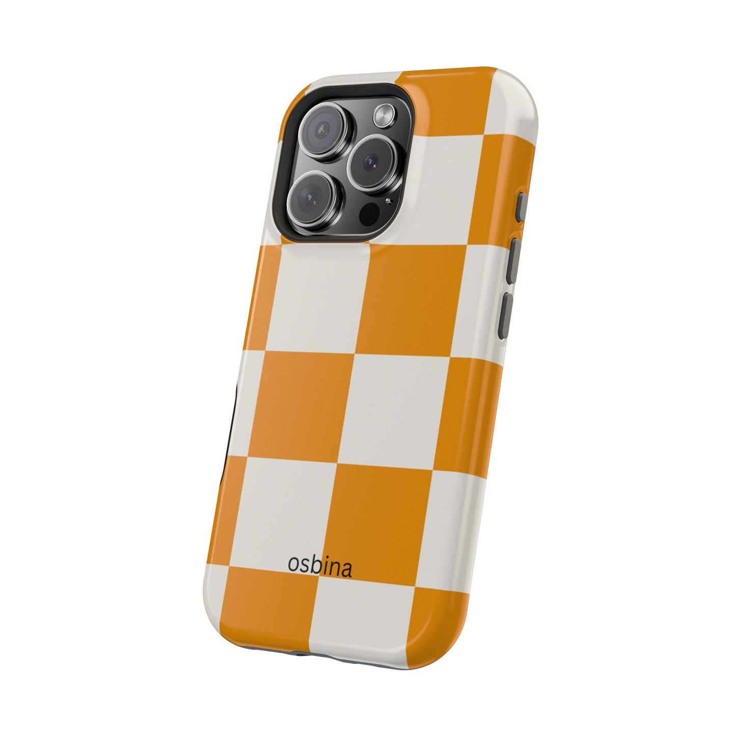 osbina | MagSafe Compatible for iPhone | Check You Out — The Orange + White Check Case | The Season Collective