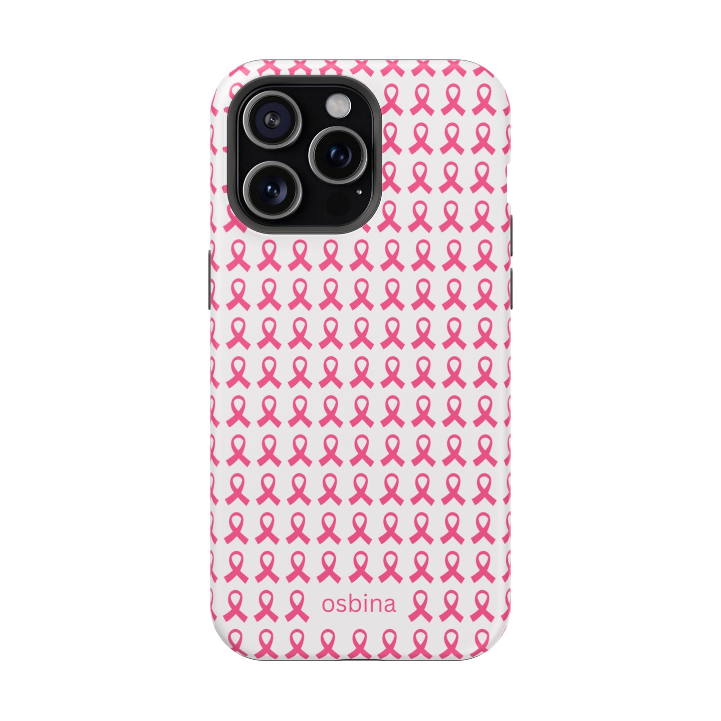 osbina | MagSafe compatible for iPhone | Limited Edition The Side By Side Pink Ribbons Case in Light Pink + Soft Pink + Hot Pink | The Pink October Collection | Inspired By